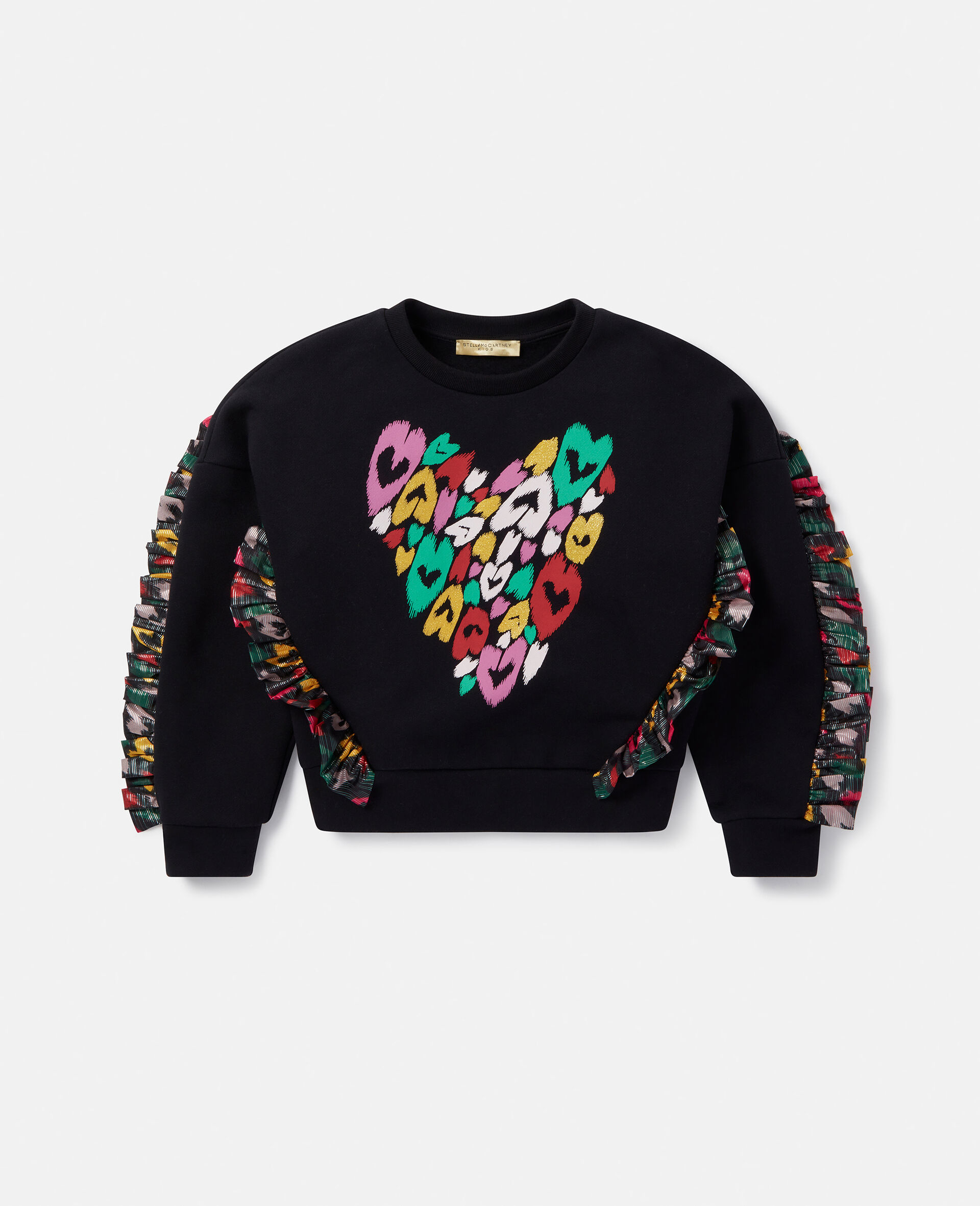 Sweat shirt a franges imprime coeur macule-Noir-large image number 0