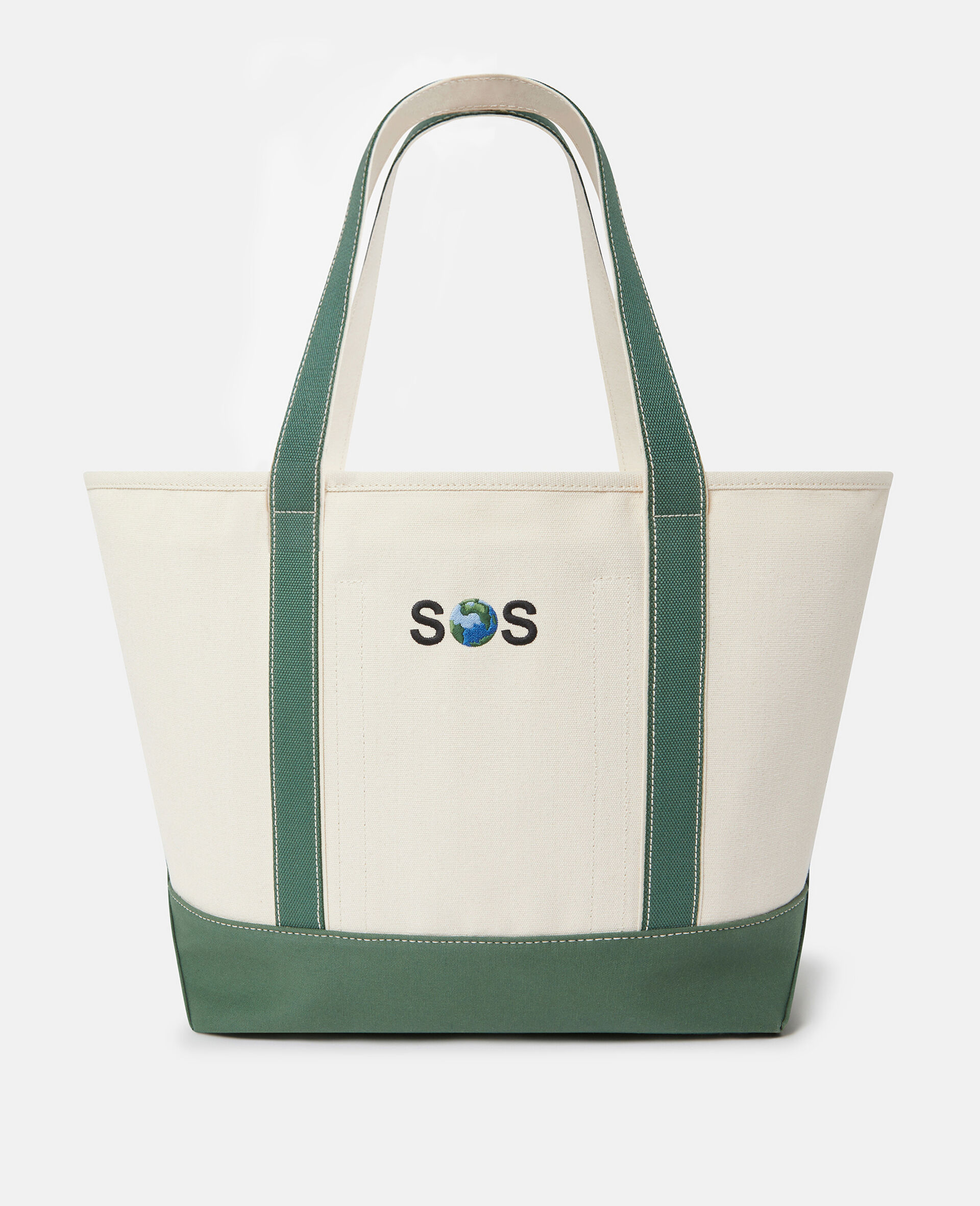 SOS Embroidered Large Tote Bag-화이트-large image number 0