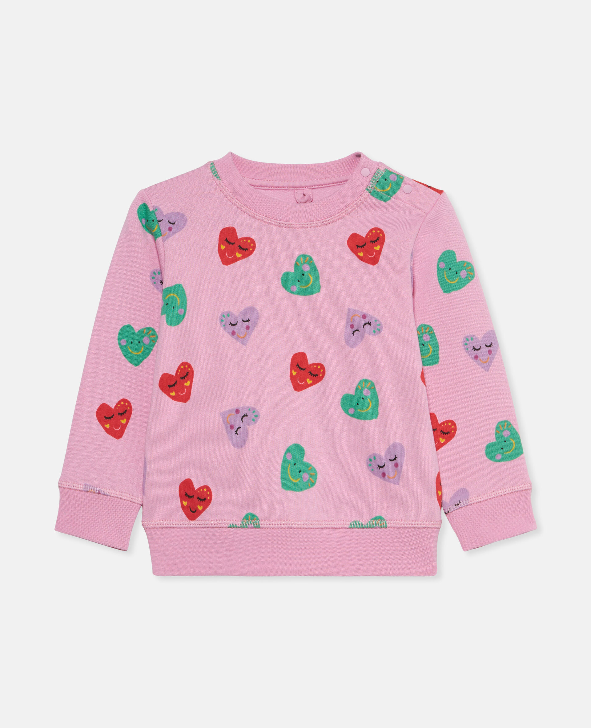 Smiley Heart Print Jumper-Pink-large image number 0