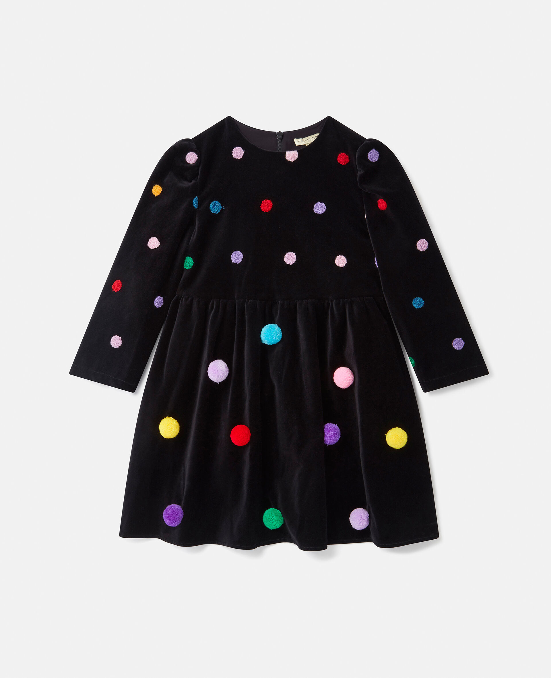 Fluffy Tassel Pleated Velvet Dress-Multicoloured-large image number 0