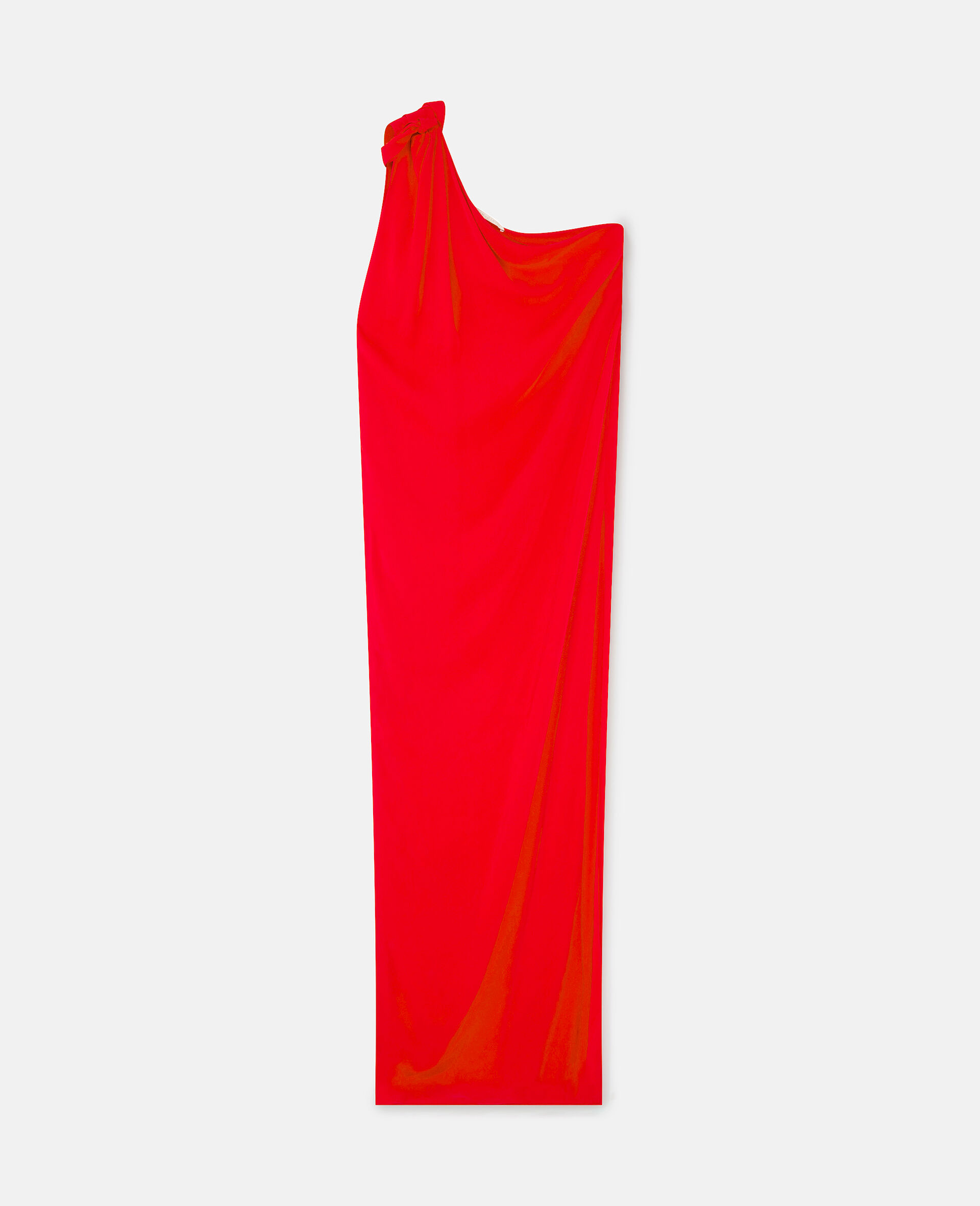 One-Shoulder Scarf Maxi Dress-Red-model