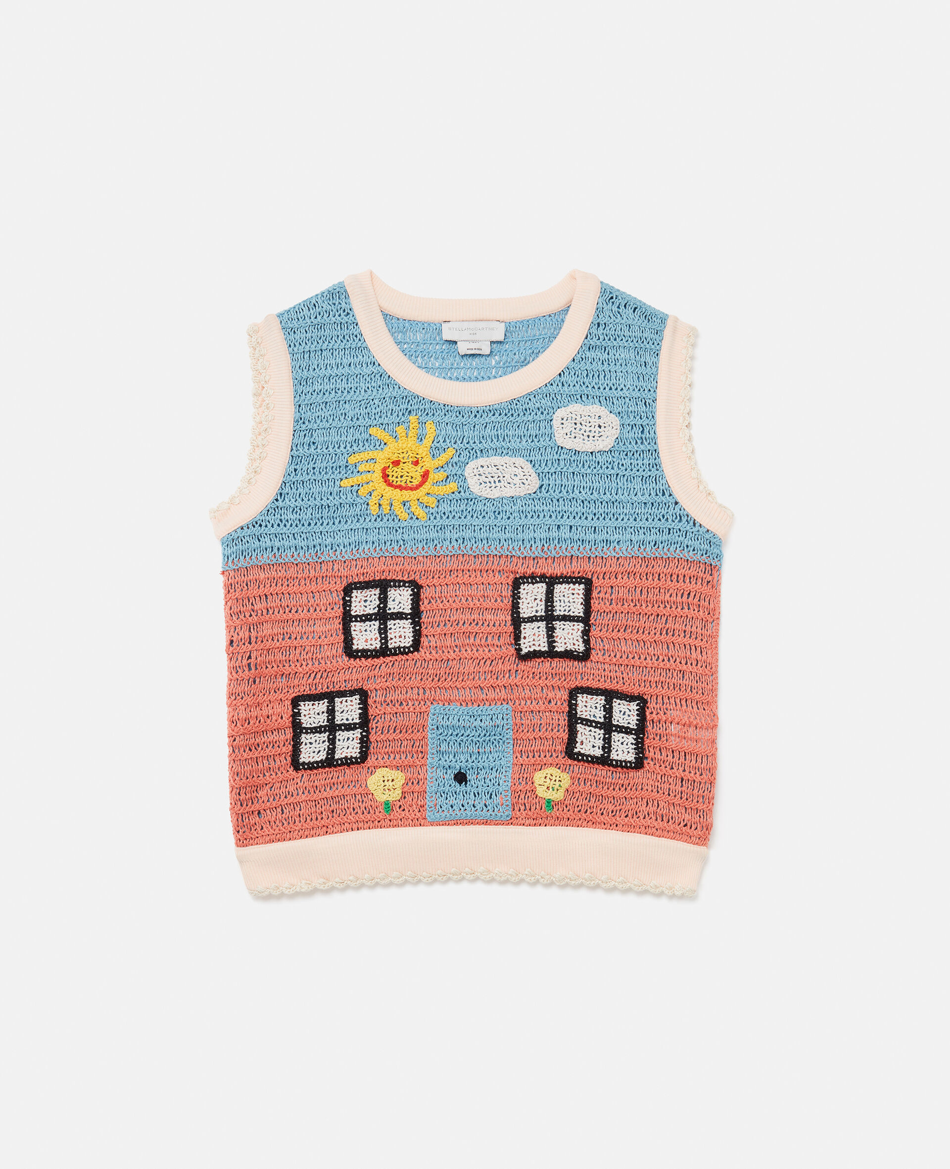 Farmyard Appliqué Knitted Sweater Vest-Multicolour-large image number 0