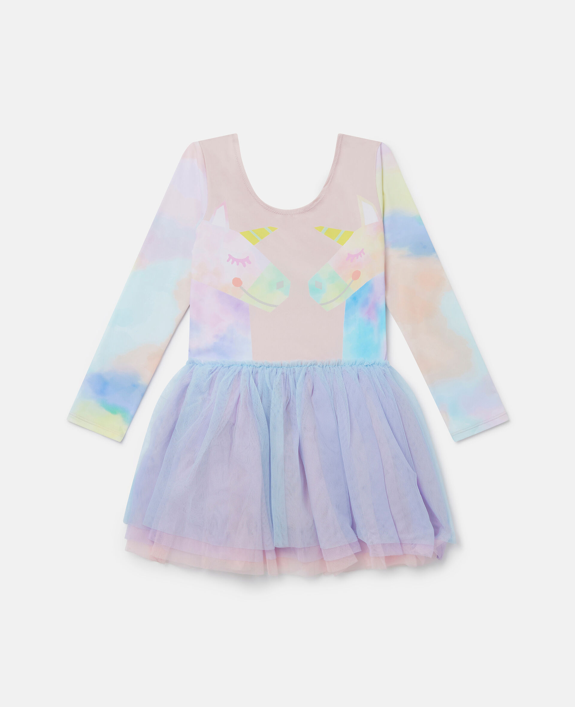 Rainbow Unicorn Tutu Dress-White-large image number 0