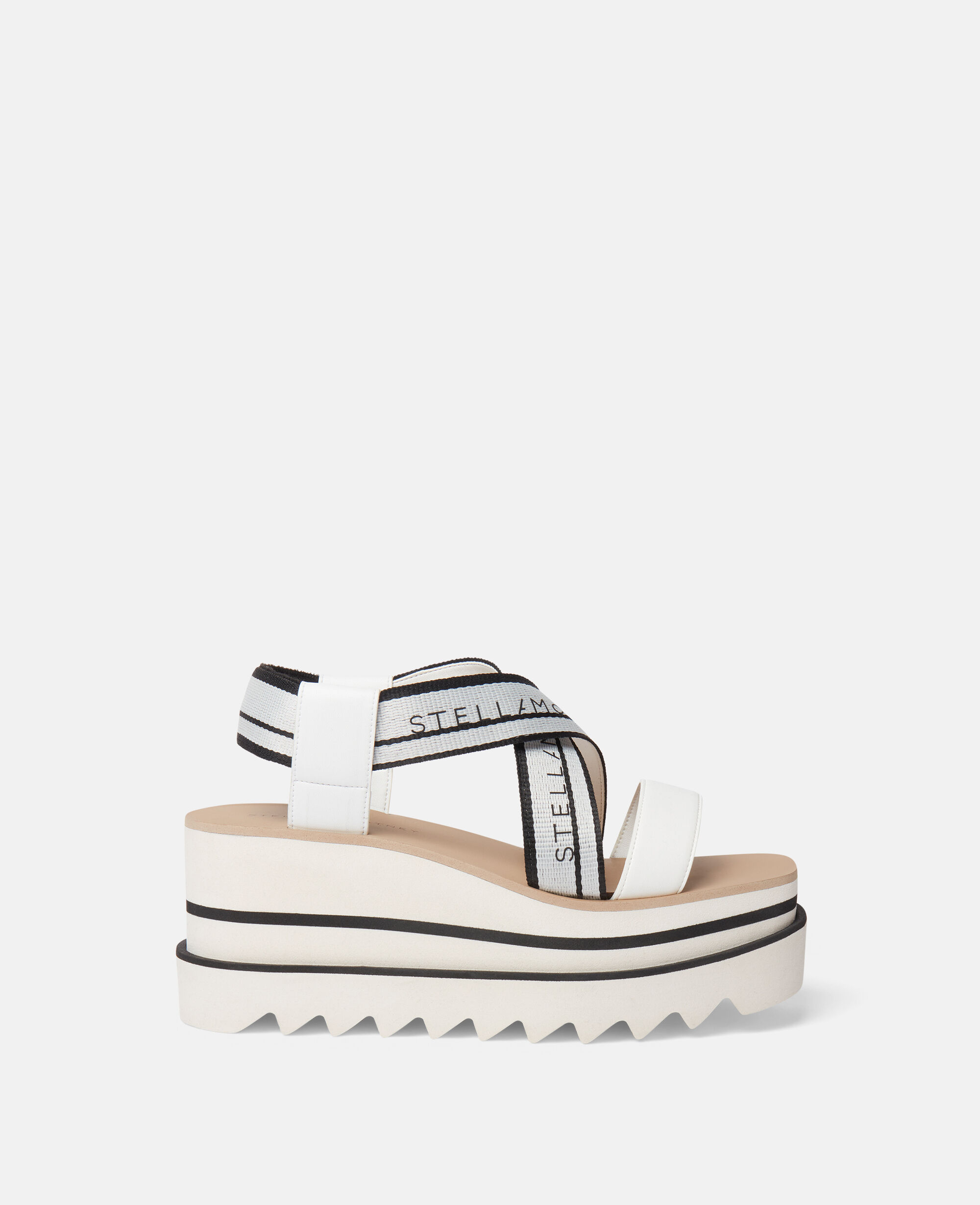 Women White/Black Sneak-Elyse Striped Platform Sandals | Stella