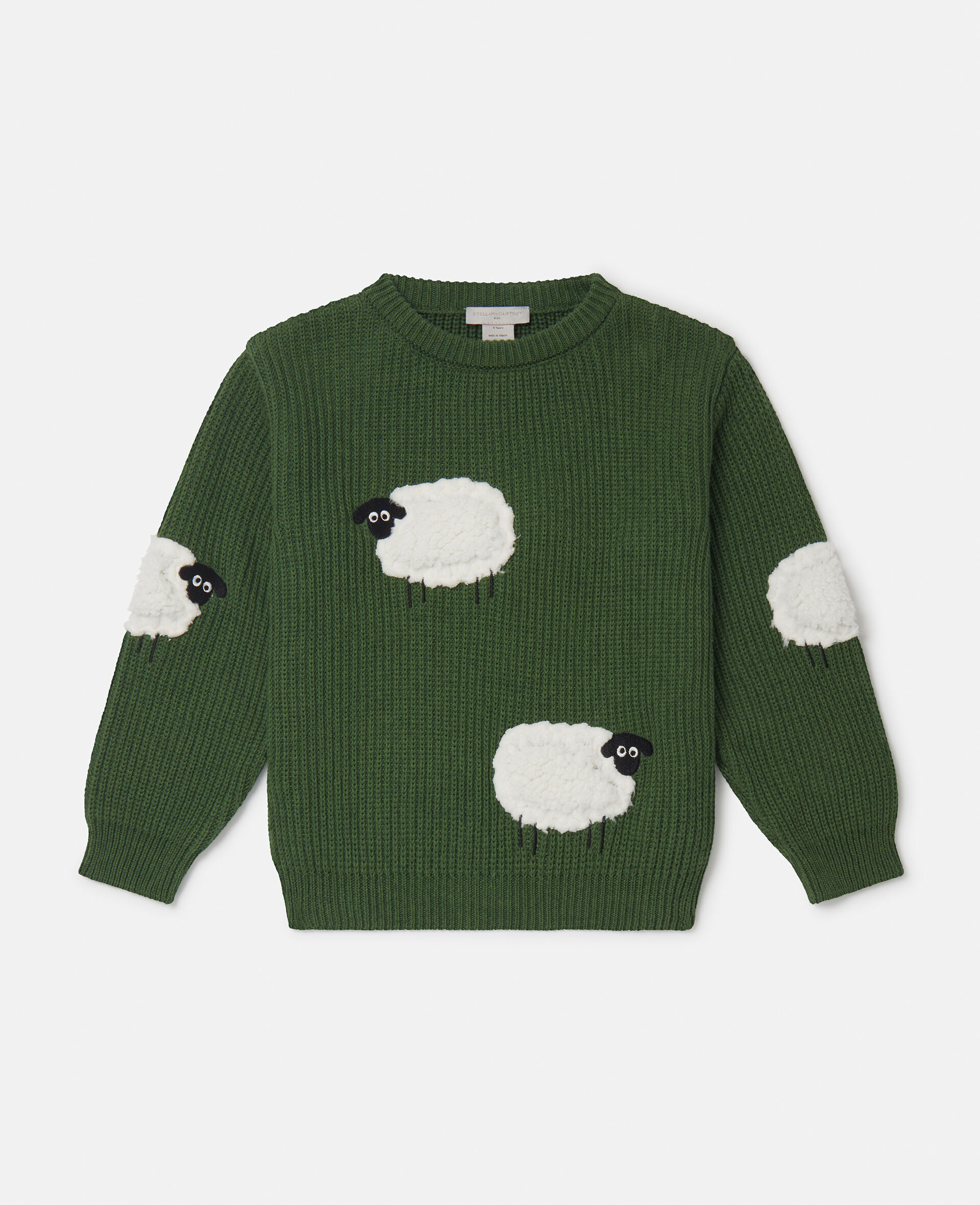 Sheep Appliqué Sweater-Green-large image number 0