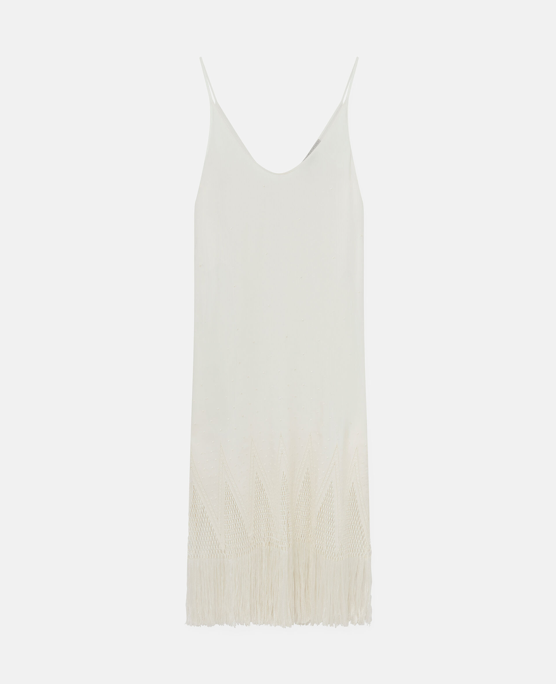 Open-Knit Fringe Midi Dress-Cream-large image number 0