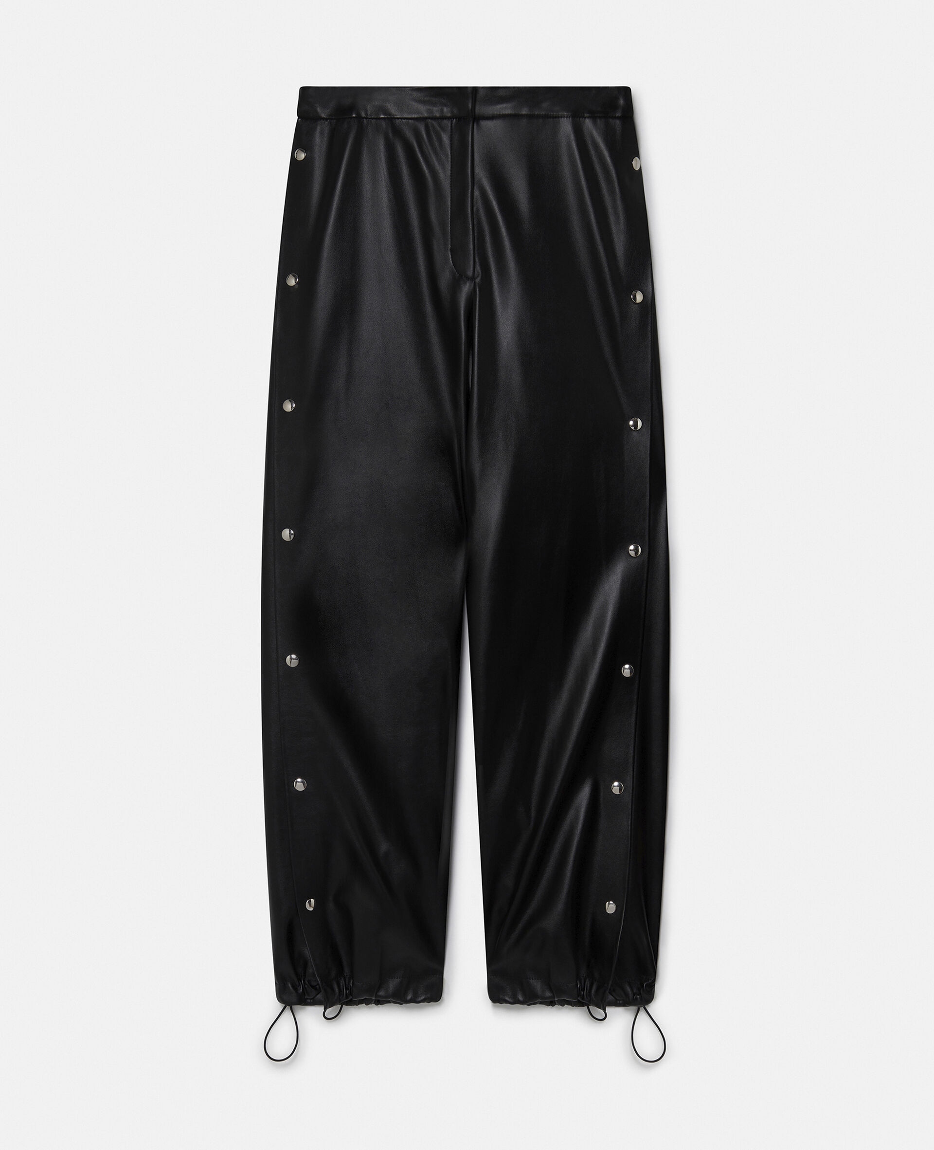 Wide-Leg Popper-Studded Joggers-Black-large image number 0