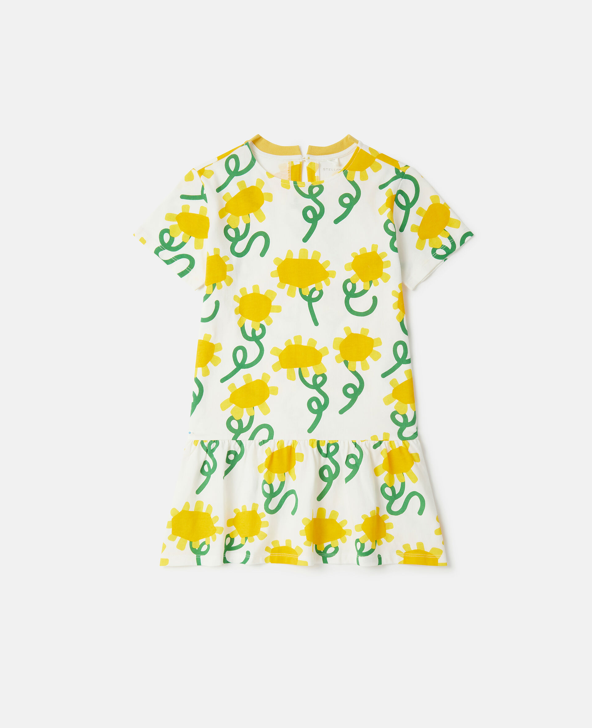 T-Shirt-Kleid mit Sonnenblumen-Print-Bunt-model