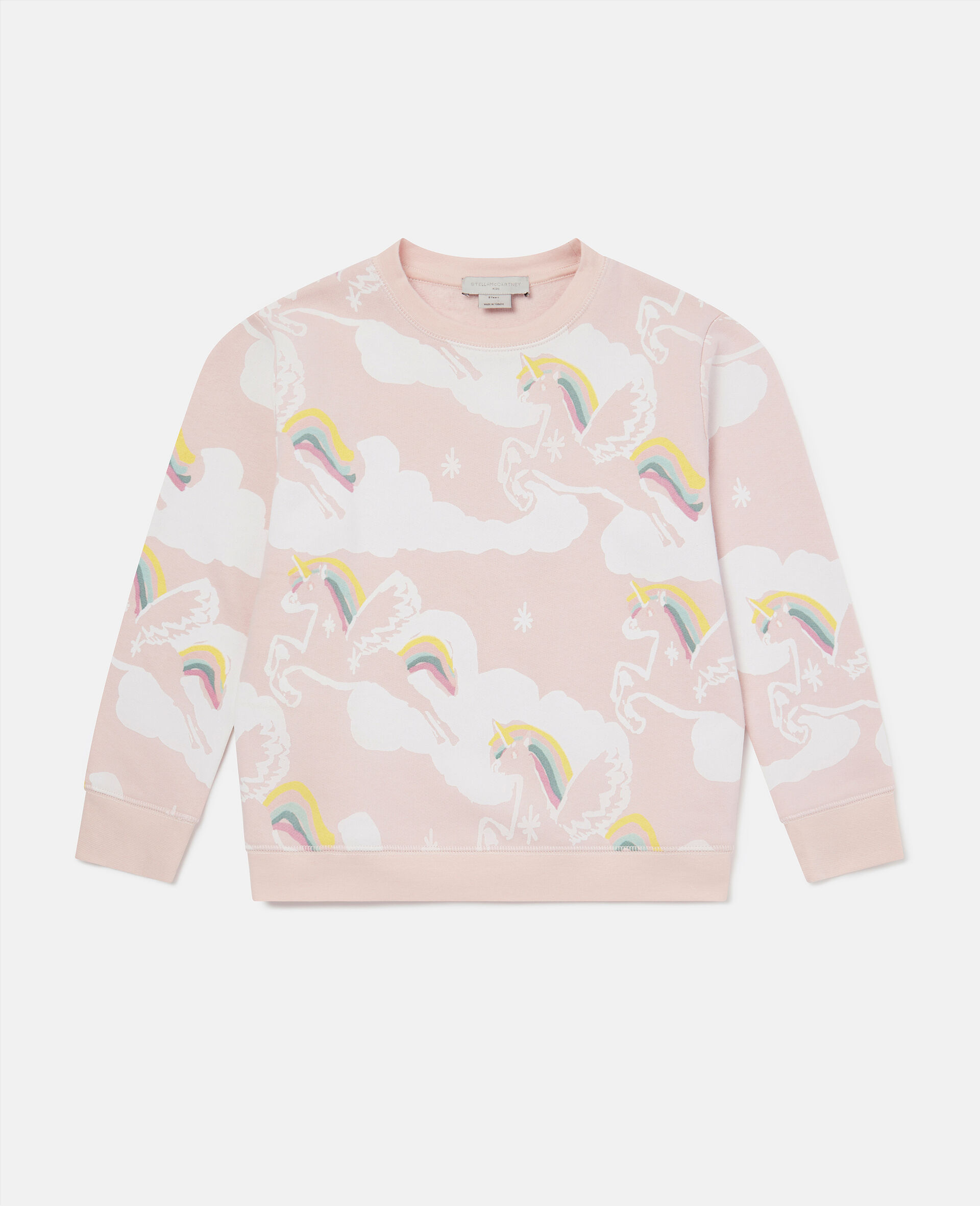 Sweat shirt imprime licorne arc en ciel-Bleu-large image number 0