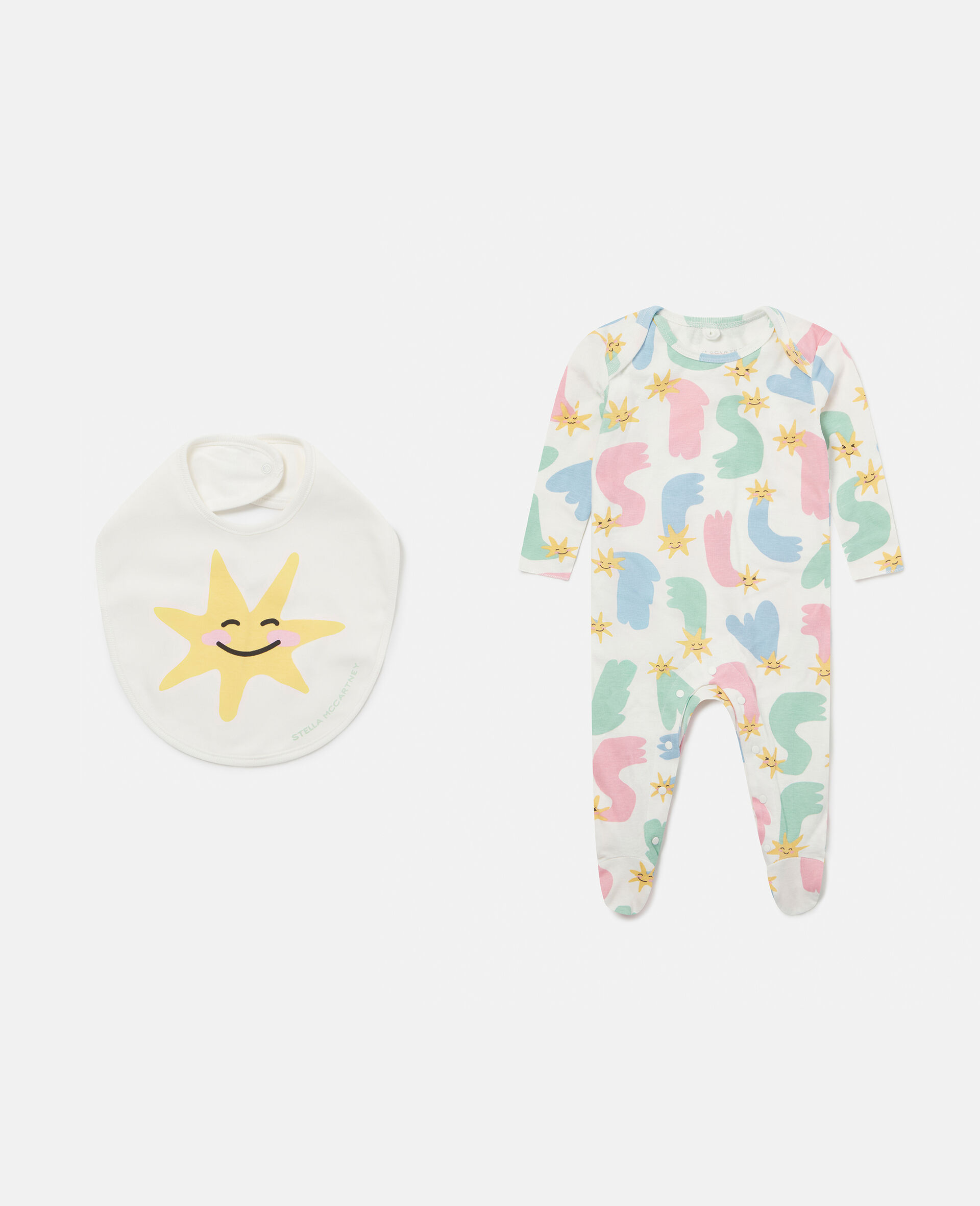 Shooting Star Sleepsuit and Bib Set-Multicolour-model