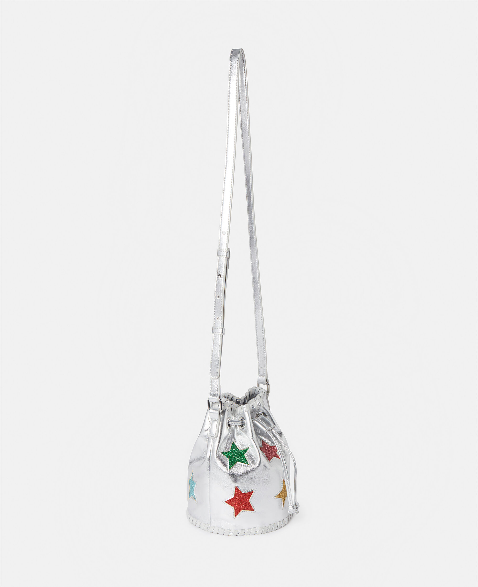 Women Silver Metallic Stella Star Bucket Bag | Stella McCartney US