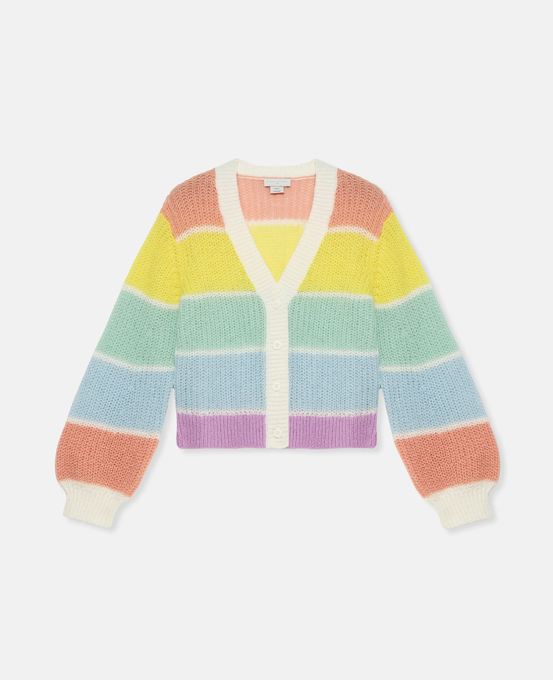 Cardigan a Righe Arcobaleno-Blu-large image number 0