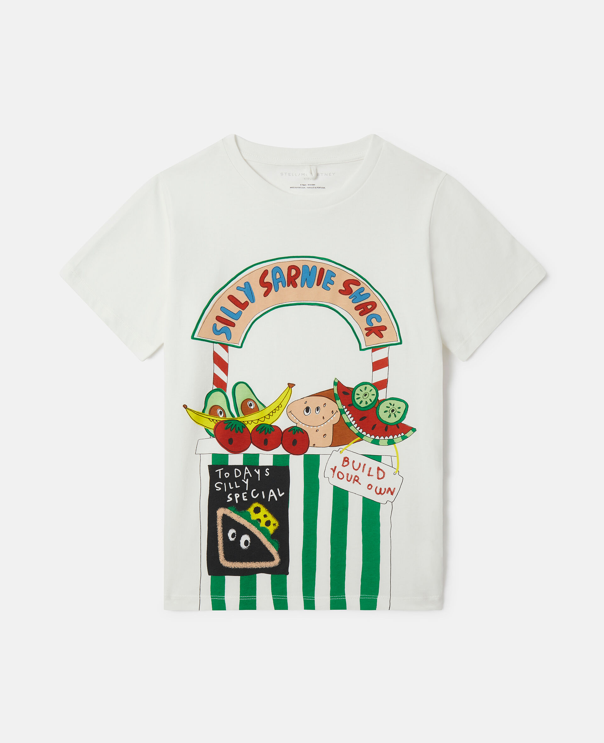 T-Shirt mit Sarnie Snack Stall Motiv-Cream-large image number 0