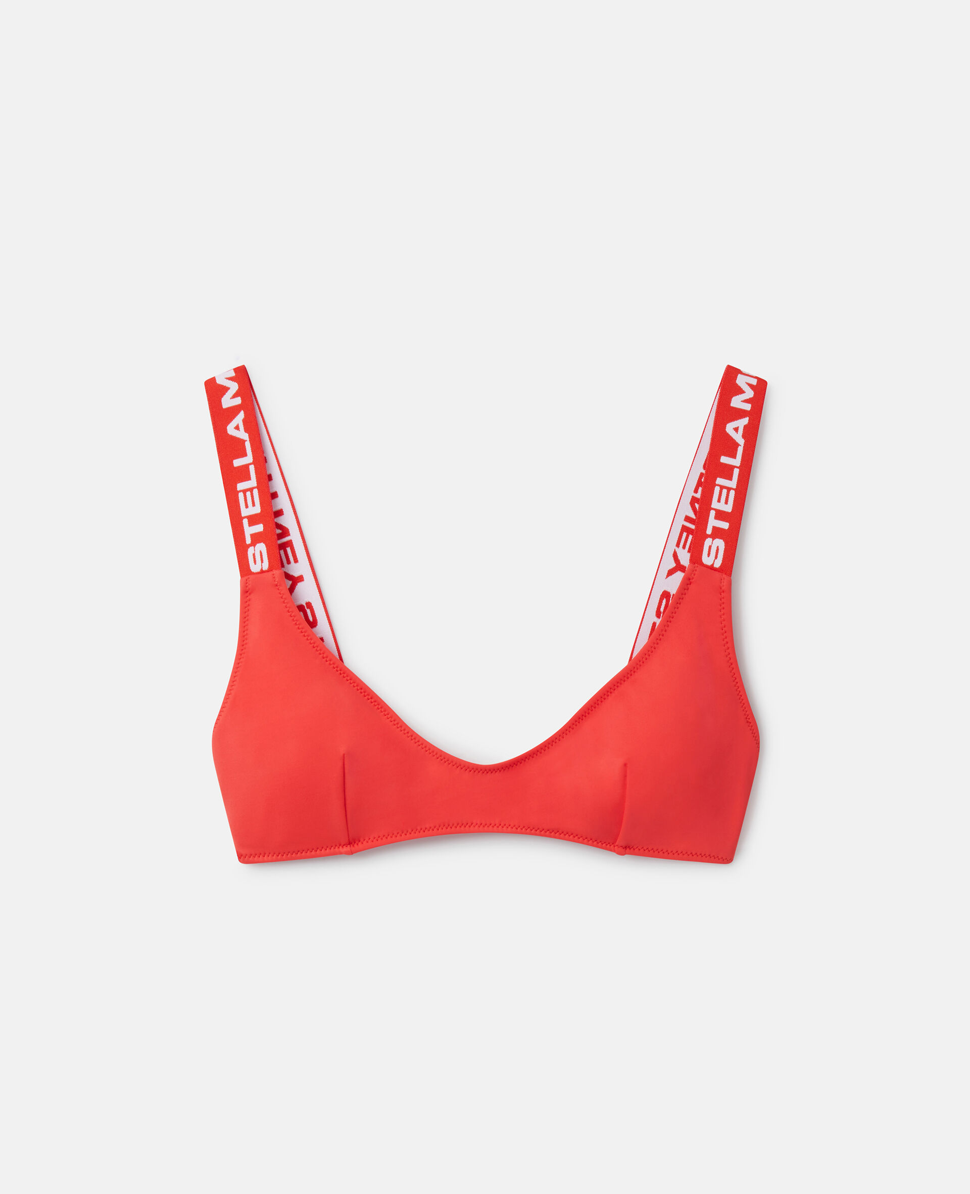 Reggiseno bikini imbottito con fascia con logo-Rosso-large image number 0