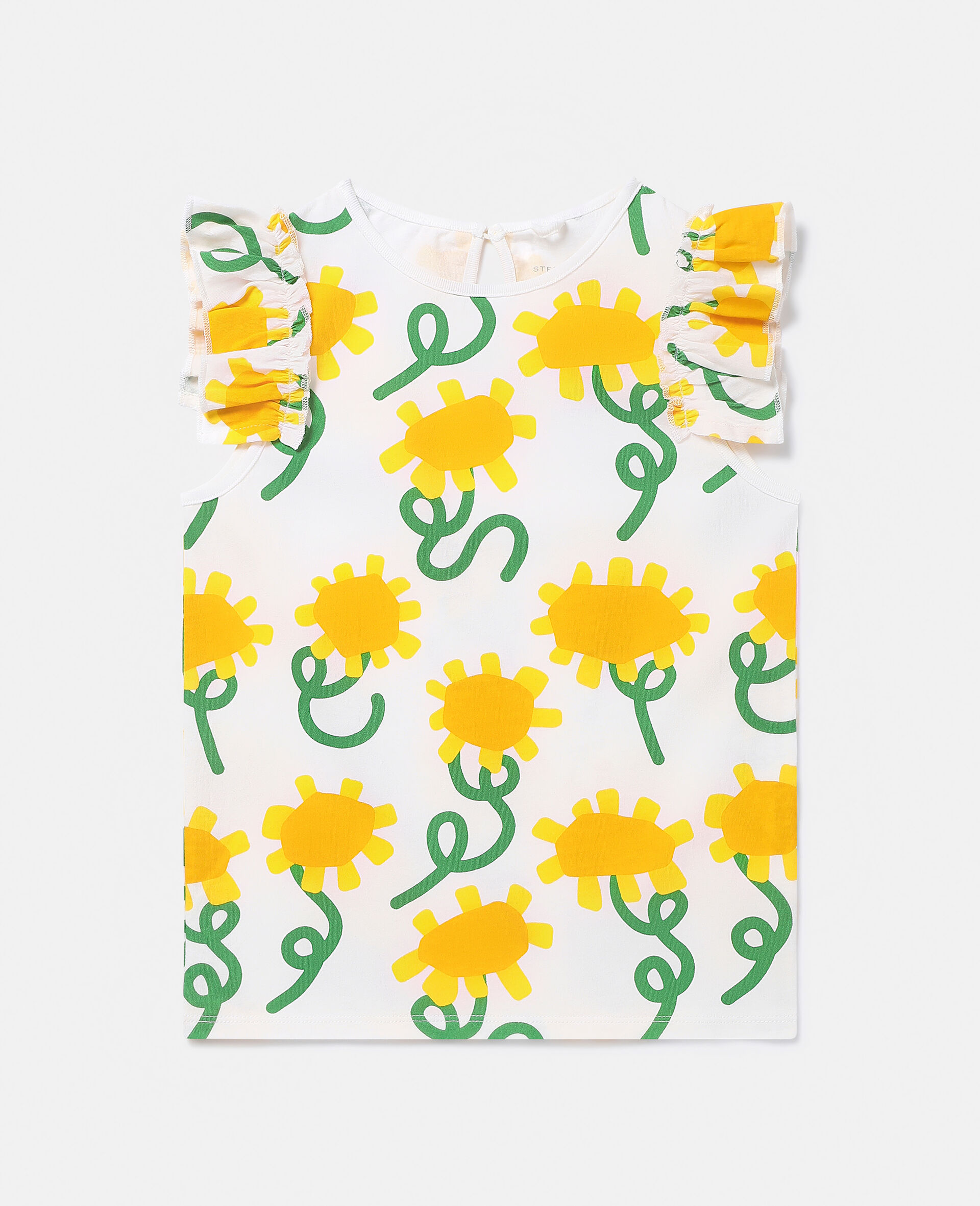 Sunflower Print Sleeveless Top-Bunt-model