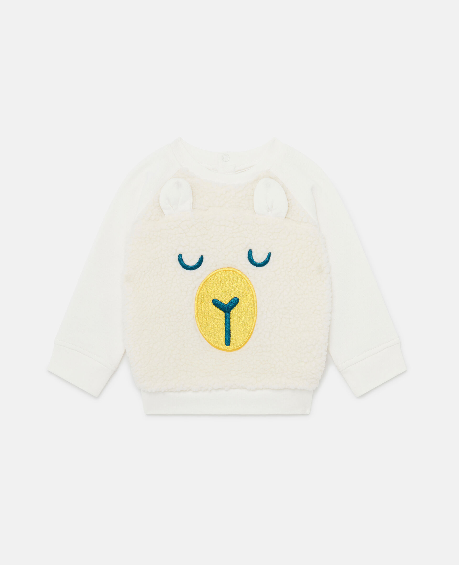 Sheep Appliqué Round-neck Sweatshirt  -White-large image number 0