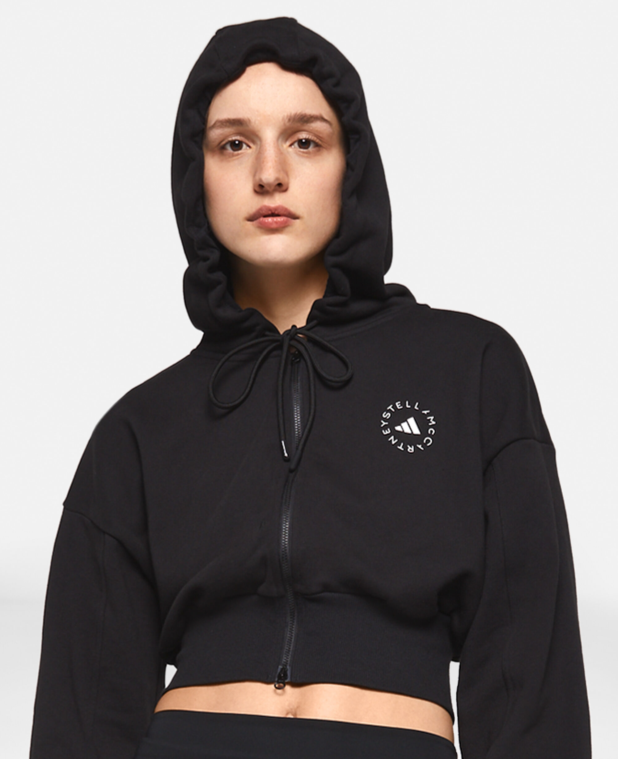 Women Black TrueCasuals Sportswear Cropped Hoodie | Stella McCartney US