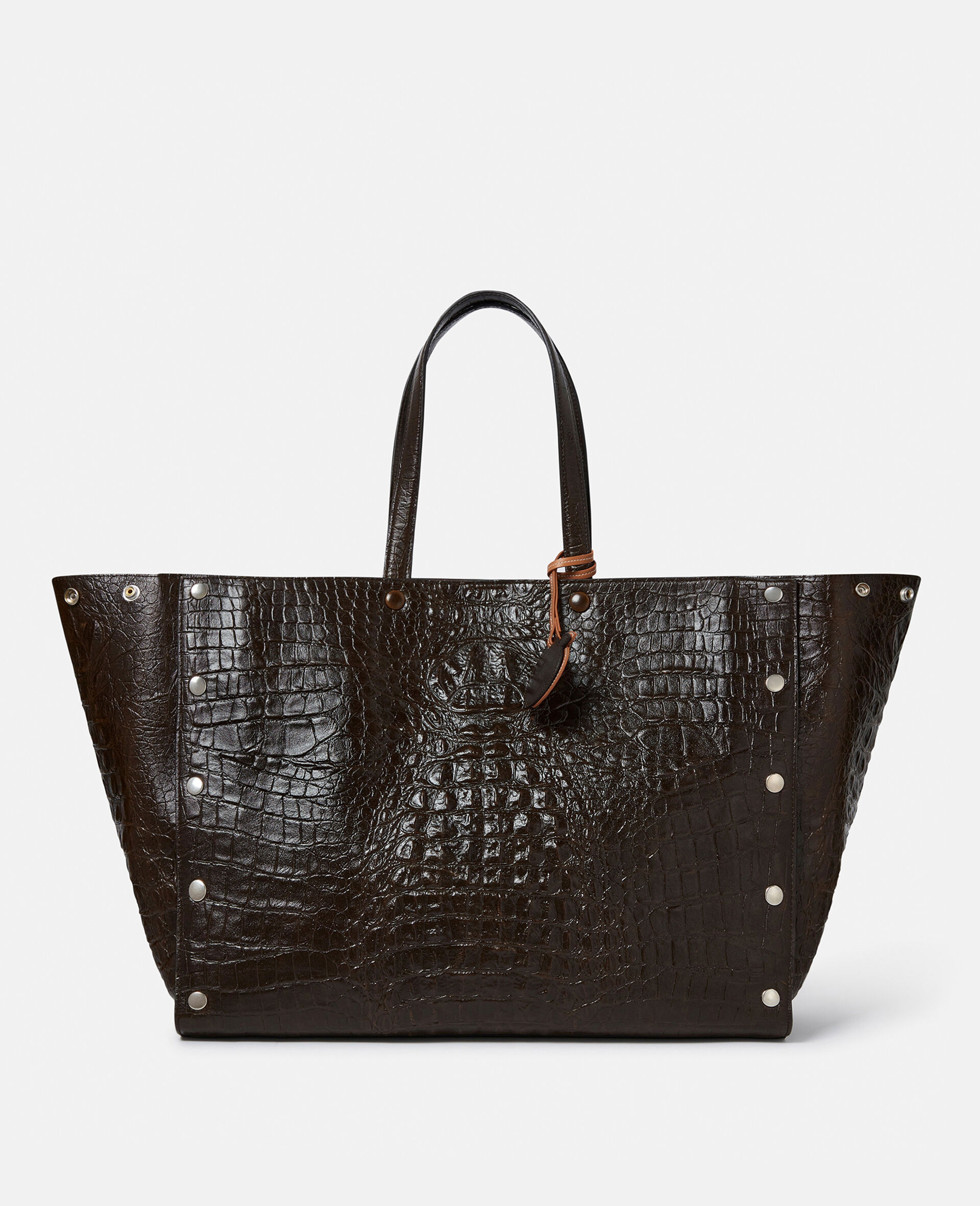 Stella Studs Large Croc-Embossed Tote Bag-Brown-large image number 0