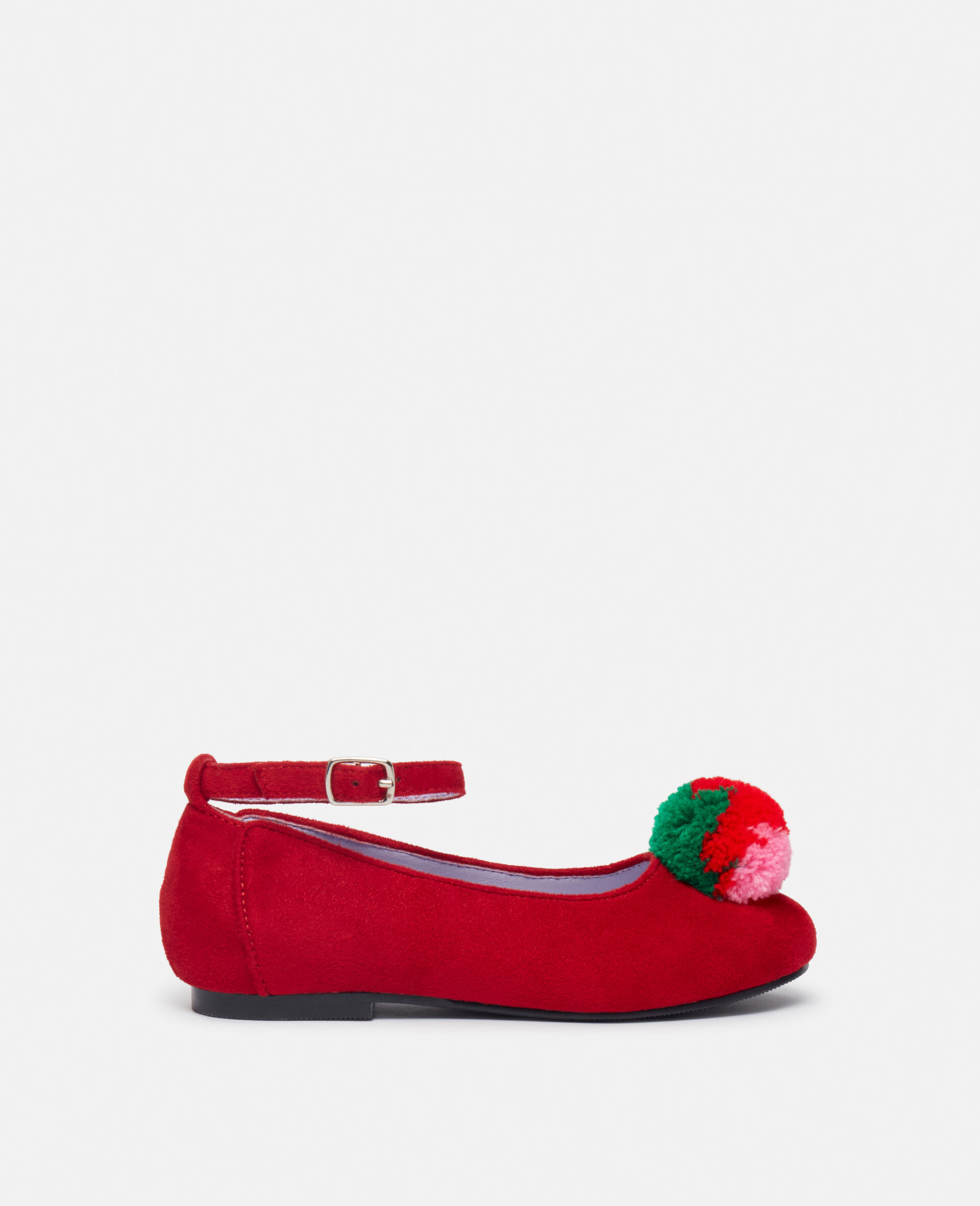 Fluffy Fruit Tassel Ballet Flats -Red-large image number 0