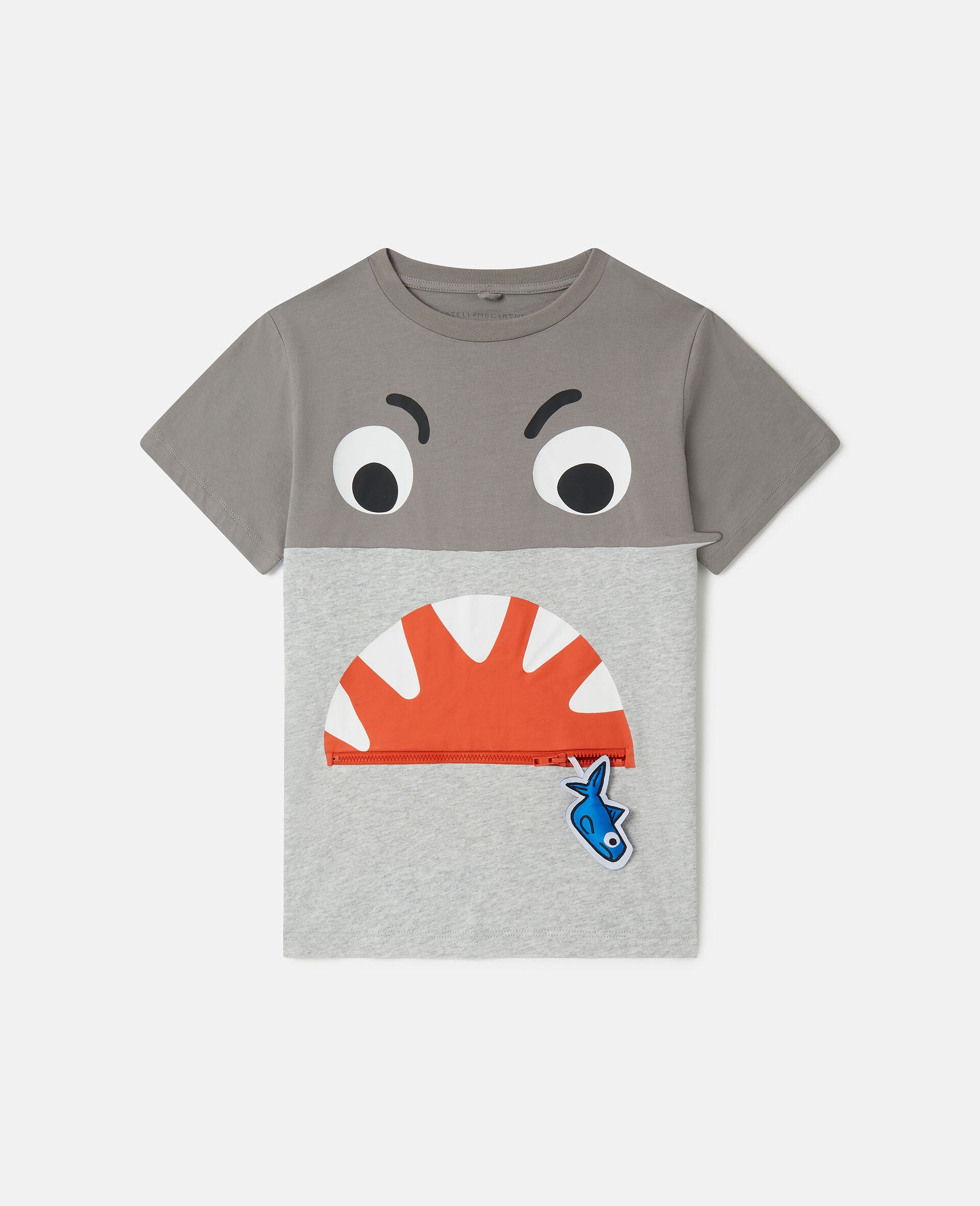 Shark Face Colourblock T-Shirt-Grey-large image number 0