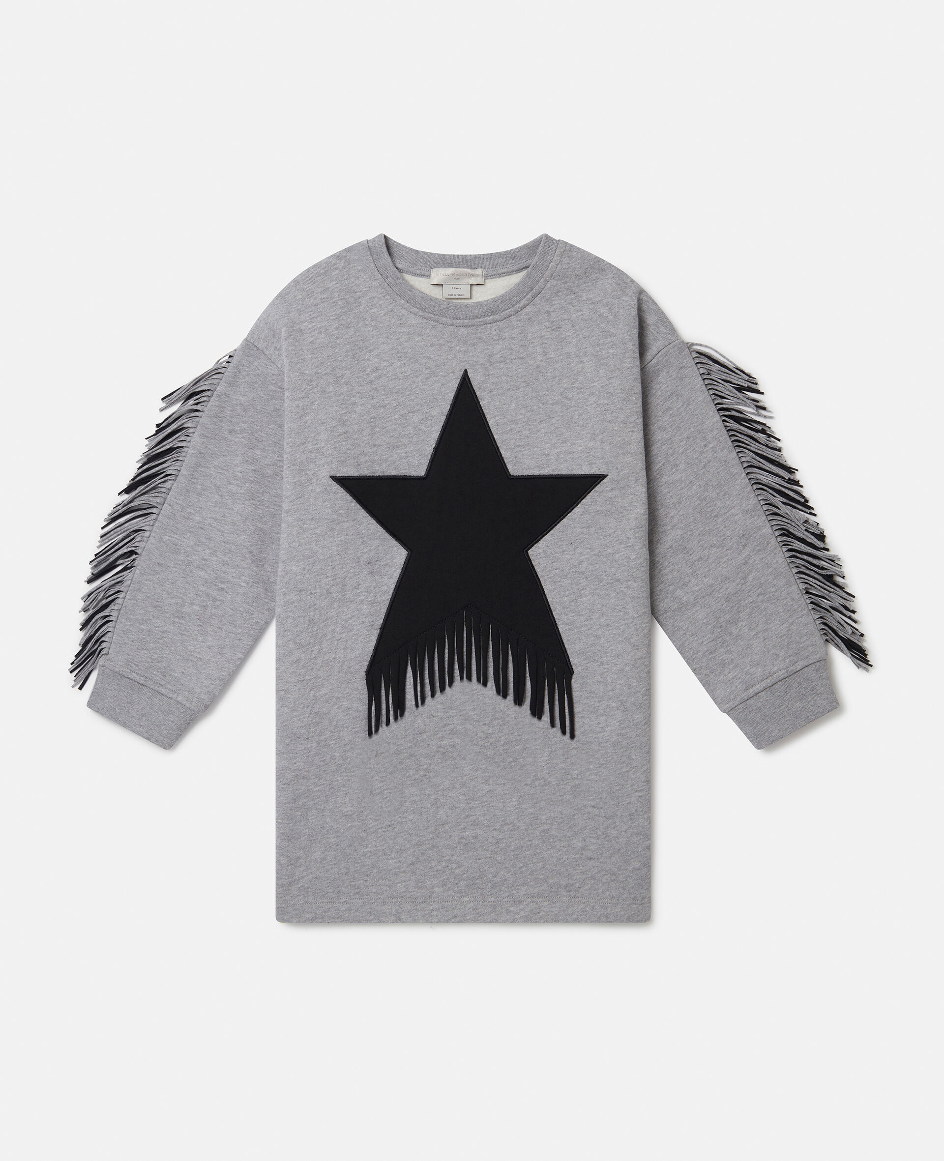 Star Graphic Fringed Dress-그레이-large image number 0