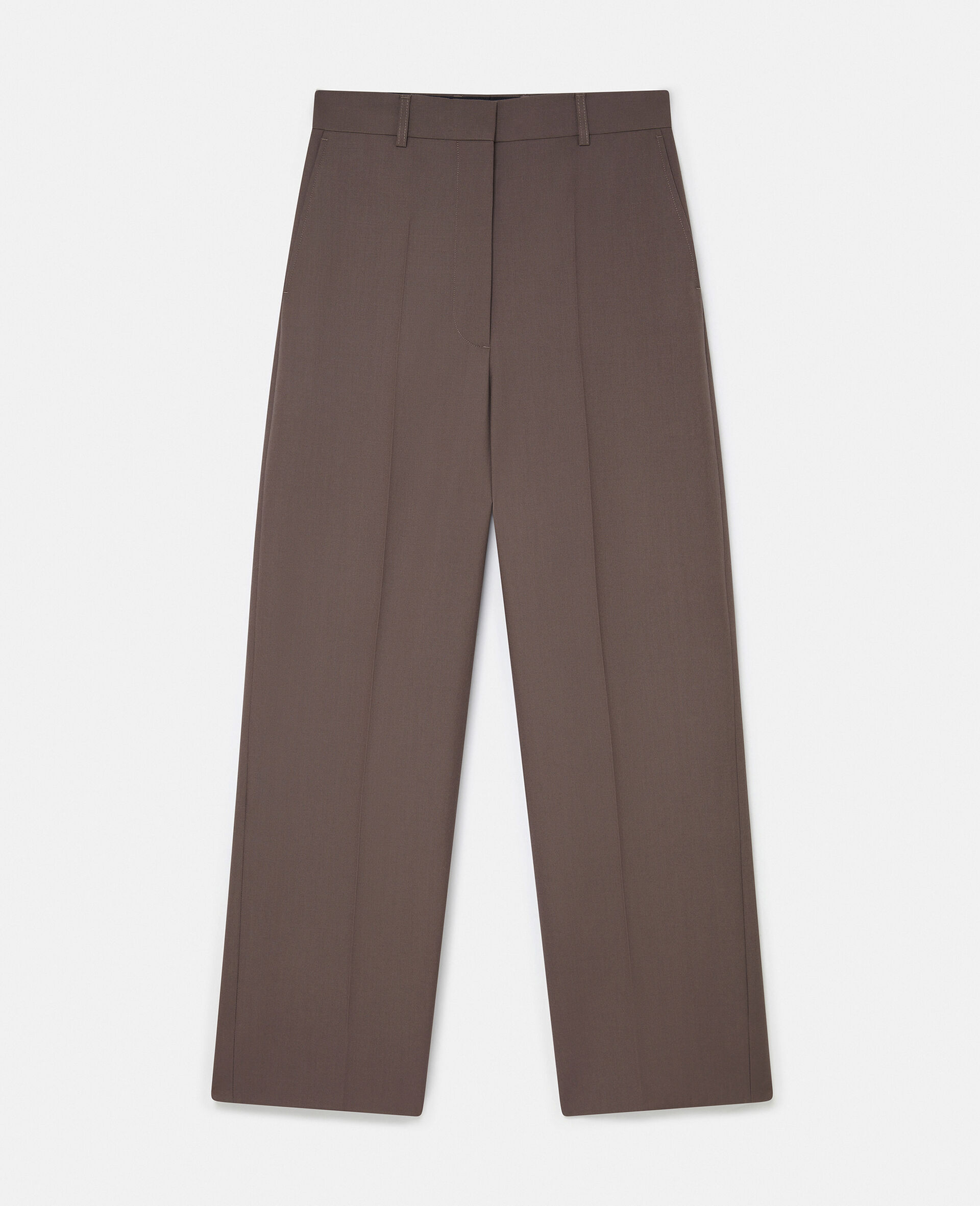 Pleated Low-Rise Pants-Brown-large image number 0