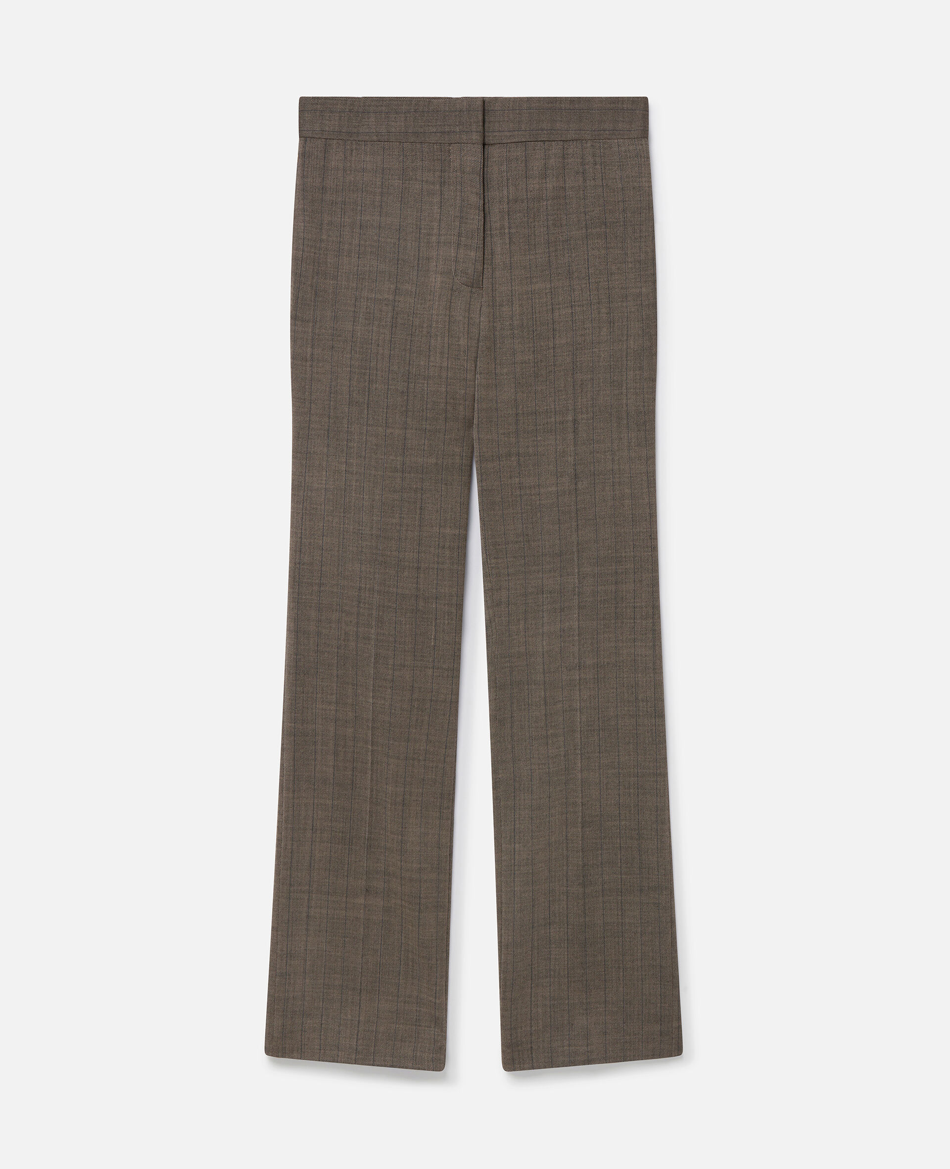 Hose mit geradem Bein aus Wolltwill mit Nadelstreifen-Grau-large image number 0
