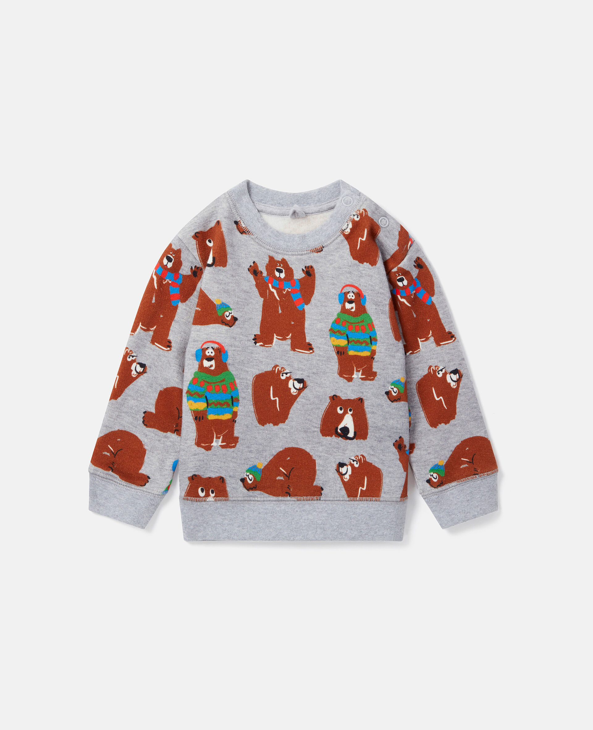Bear Print Sweatshirt-Grey-large image number 0