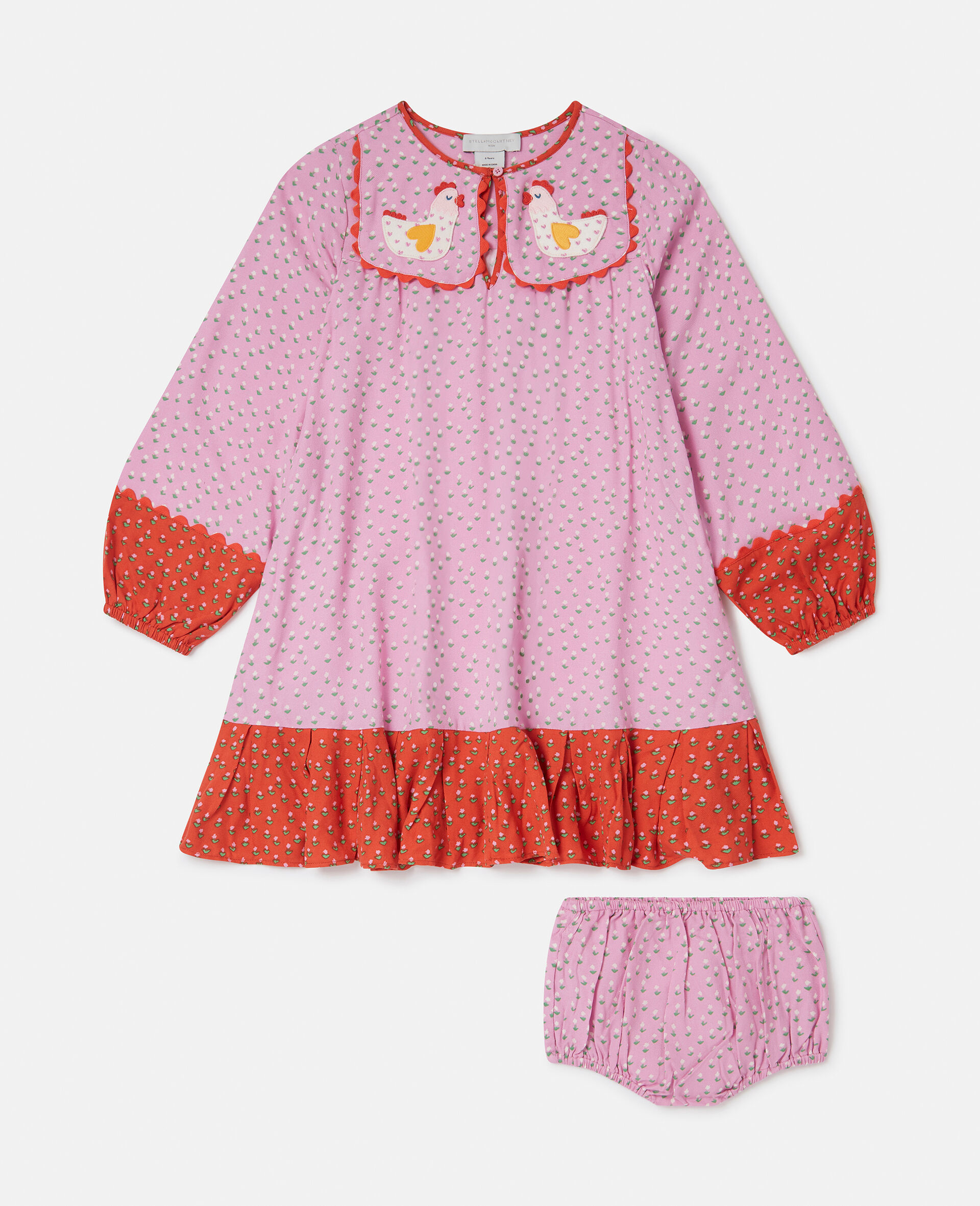 Robe avec applique ferme -Rose-large image number 0