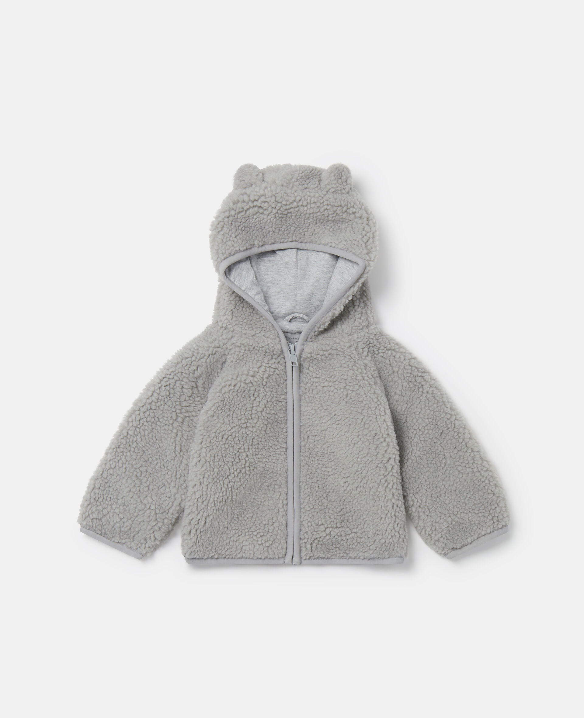 Bear Ear Hooded Fleece Jacket-Grey-large image number 0