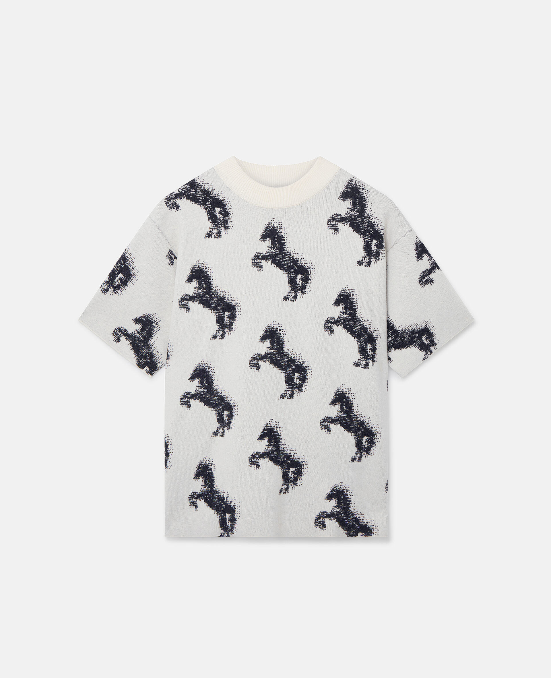T-shirt jacquard Pixel Horse-Bianco-large image number 0