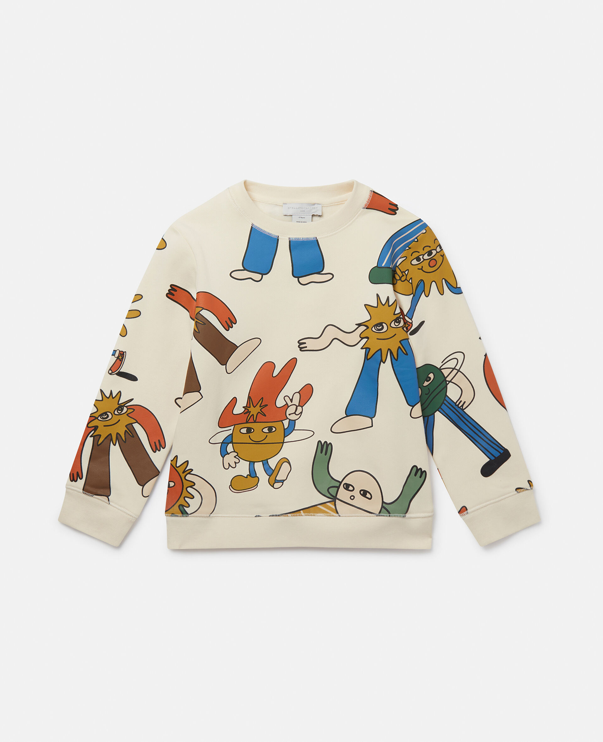 Cosmic Cowboy Print Sweatshirt-Cream-model