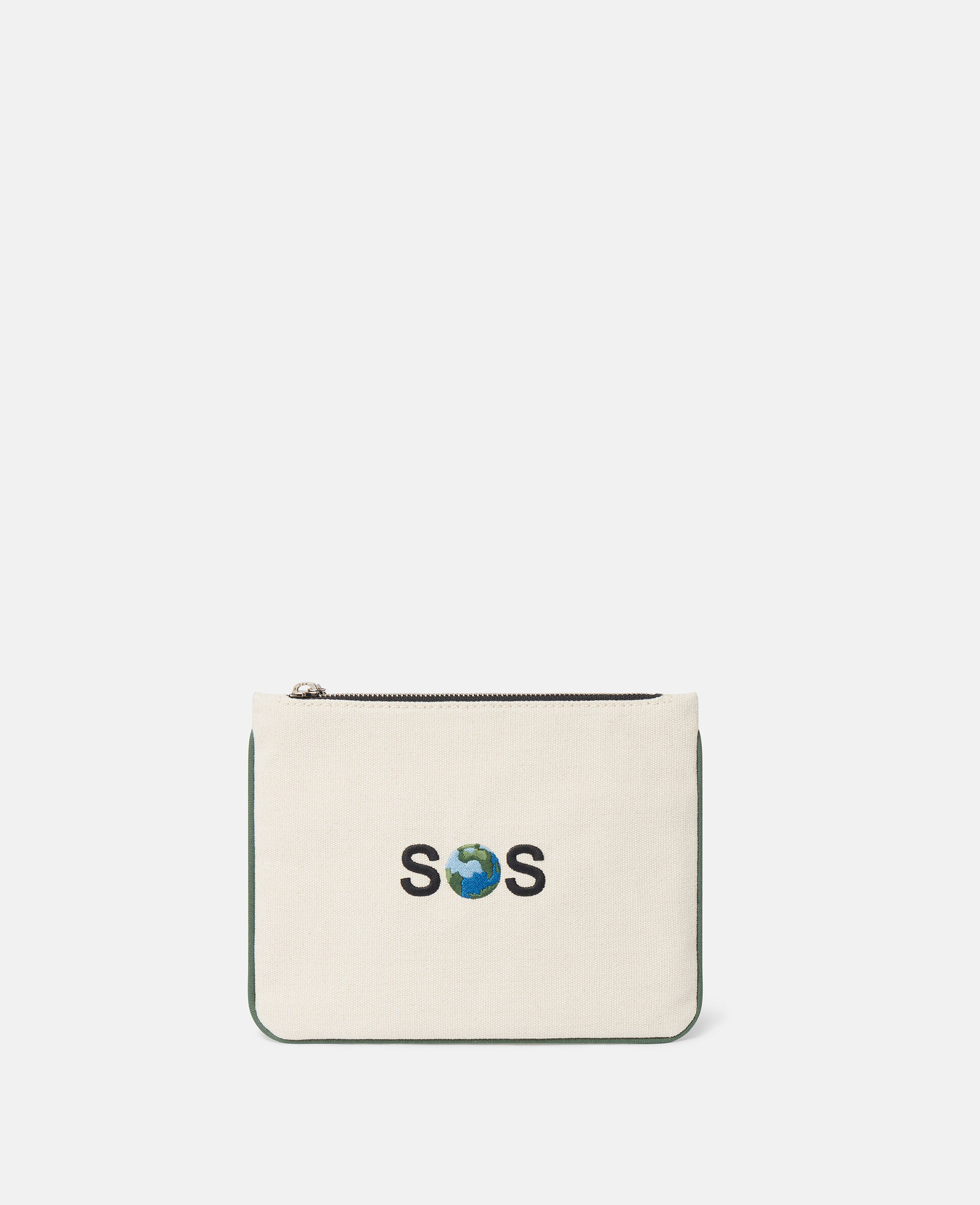 SOS刺繍ロゴ ジップカードホルダー-ホワイト-large image number 0