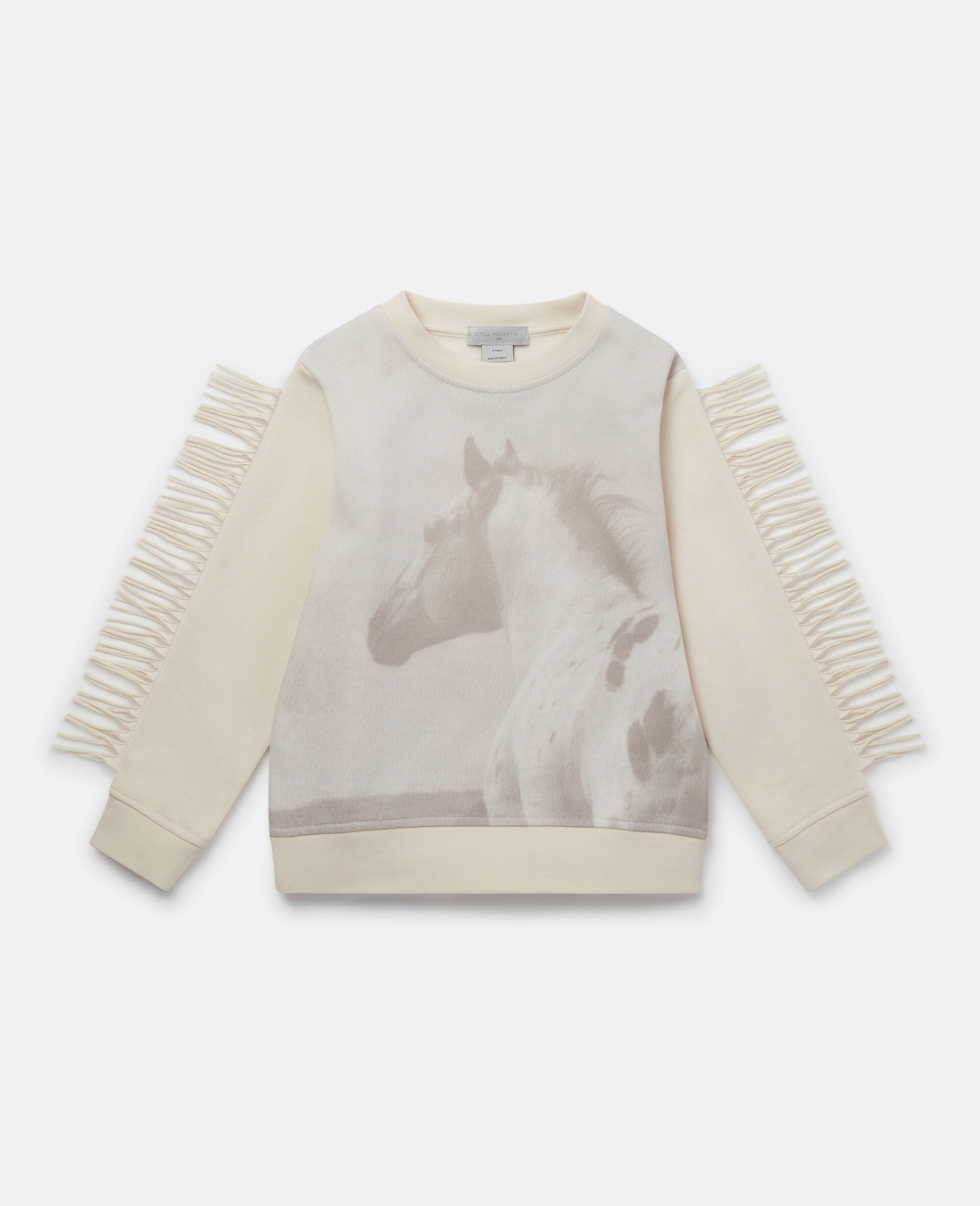 Horse Graphic Fringed Sweatshirt-Grey-large image number 0