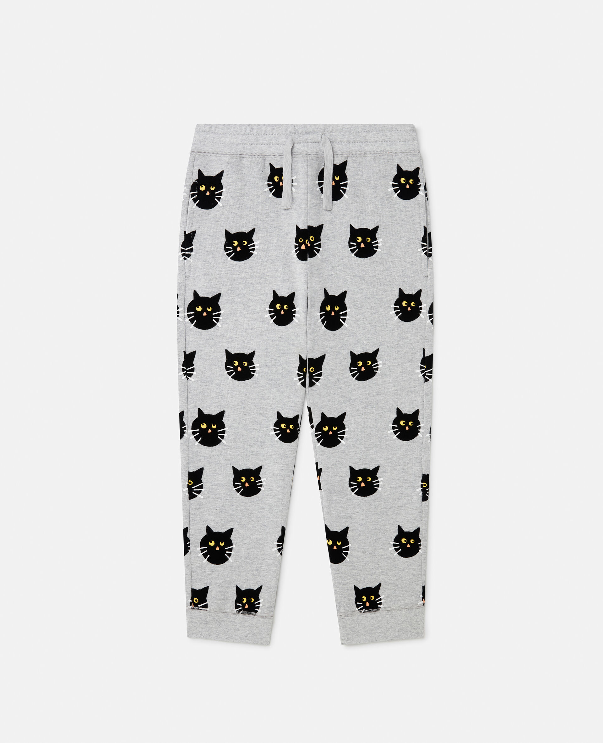 Spooky Cat Pattern Joggers-Grey-large image number 0