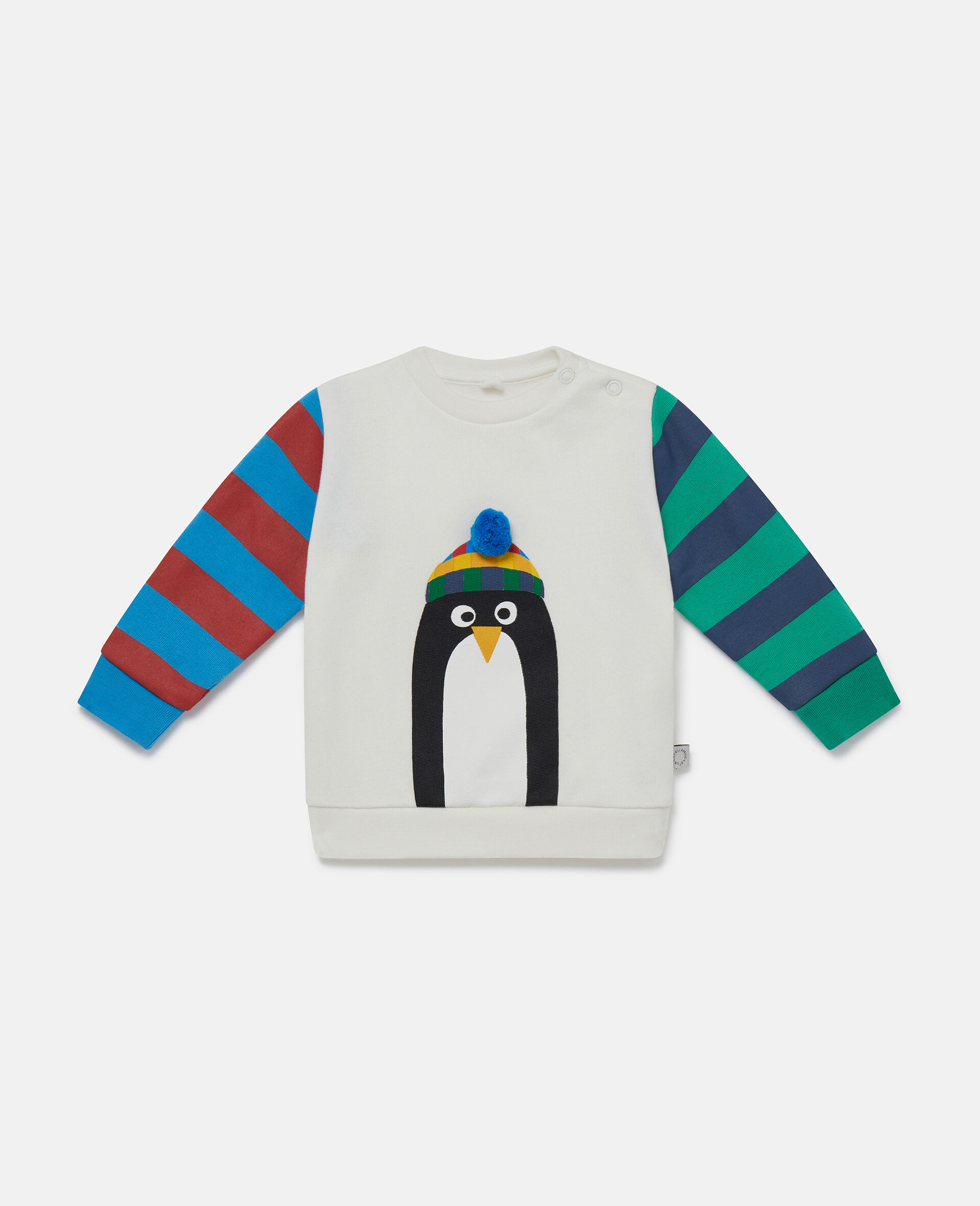 T-shirt a maniche lunghe con motivo pinguino-Cream-large image number 0