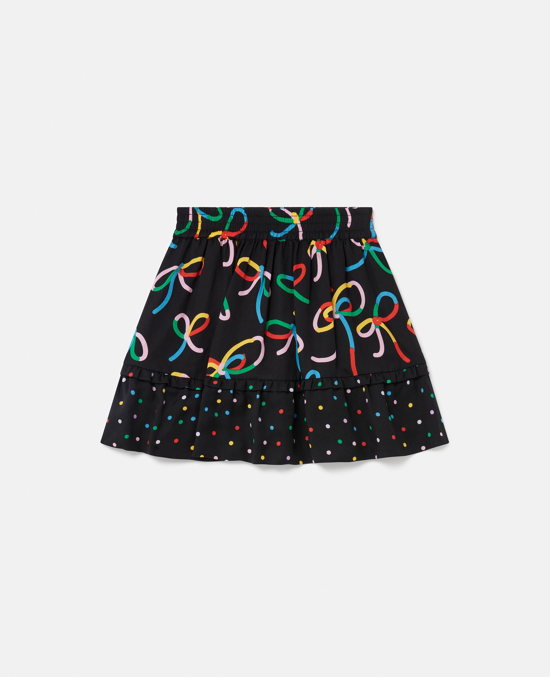 Ribbon Print Polka-Dot Skirt -Multicoloured-large image number 0