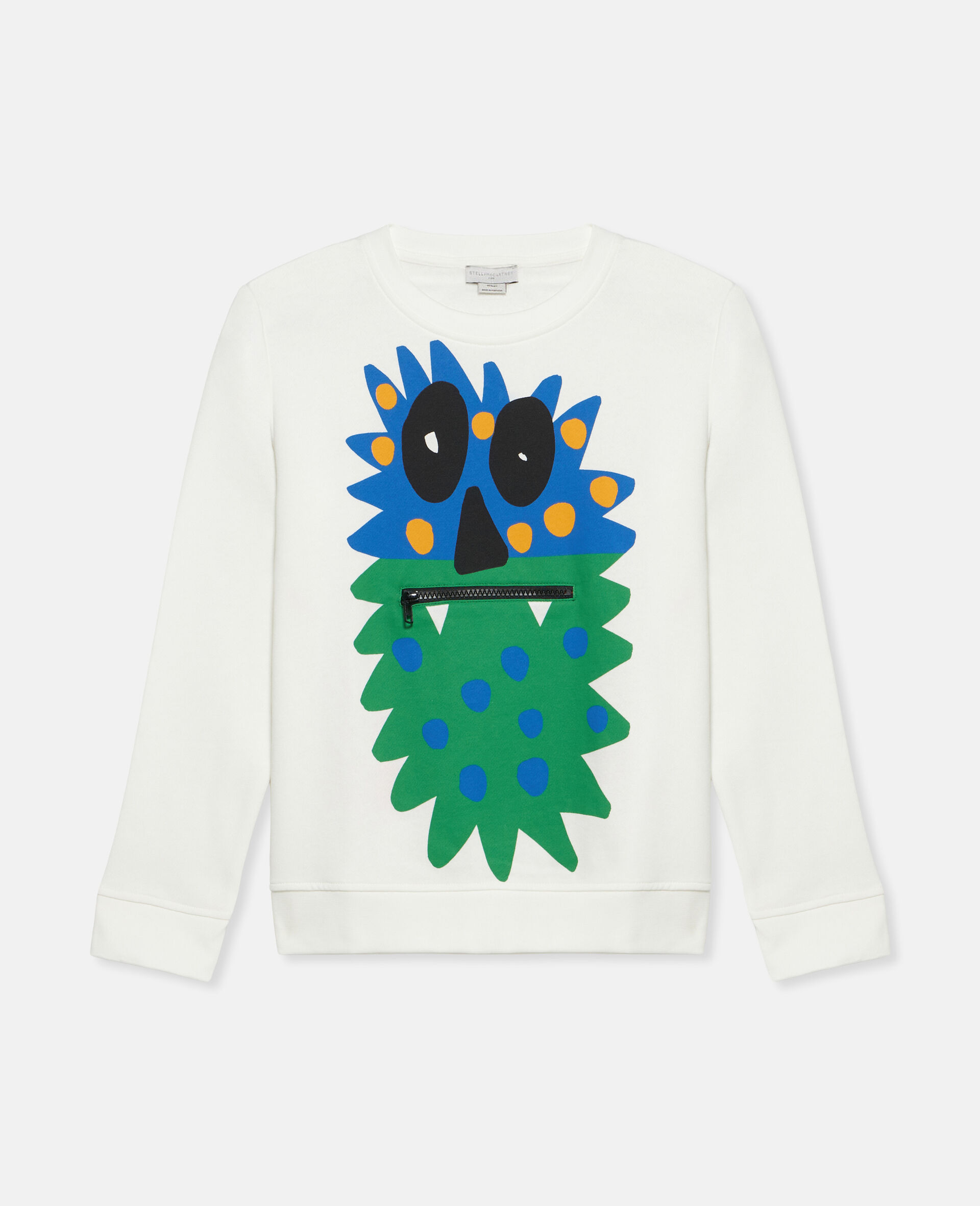 Monster Motif Long Sleeve T-Shirt-White-large image number 0