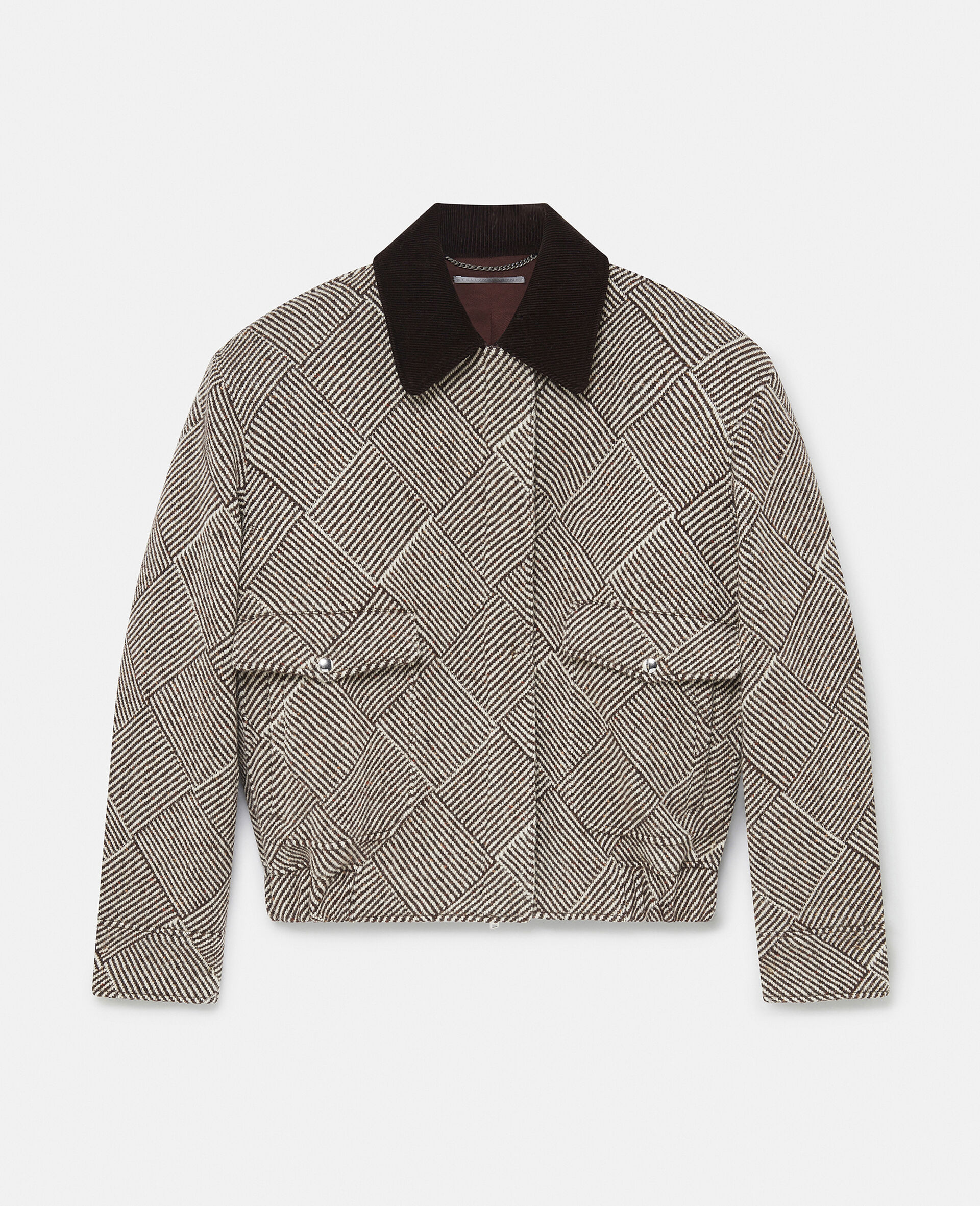 Veste bomber oversize en tweed-Beige-large image number 0