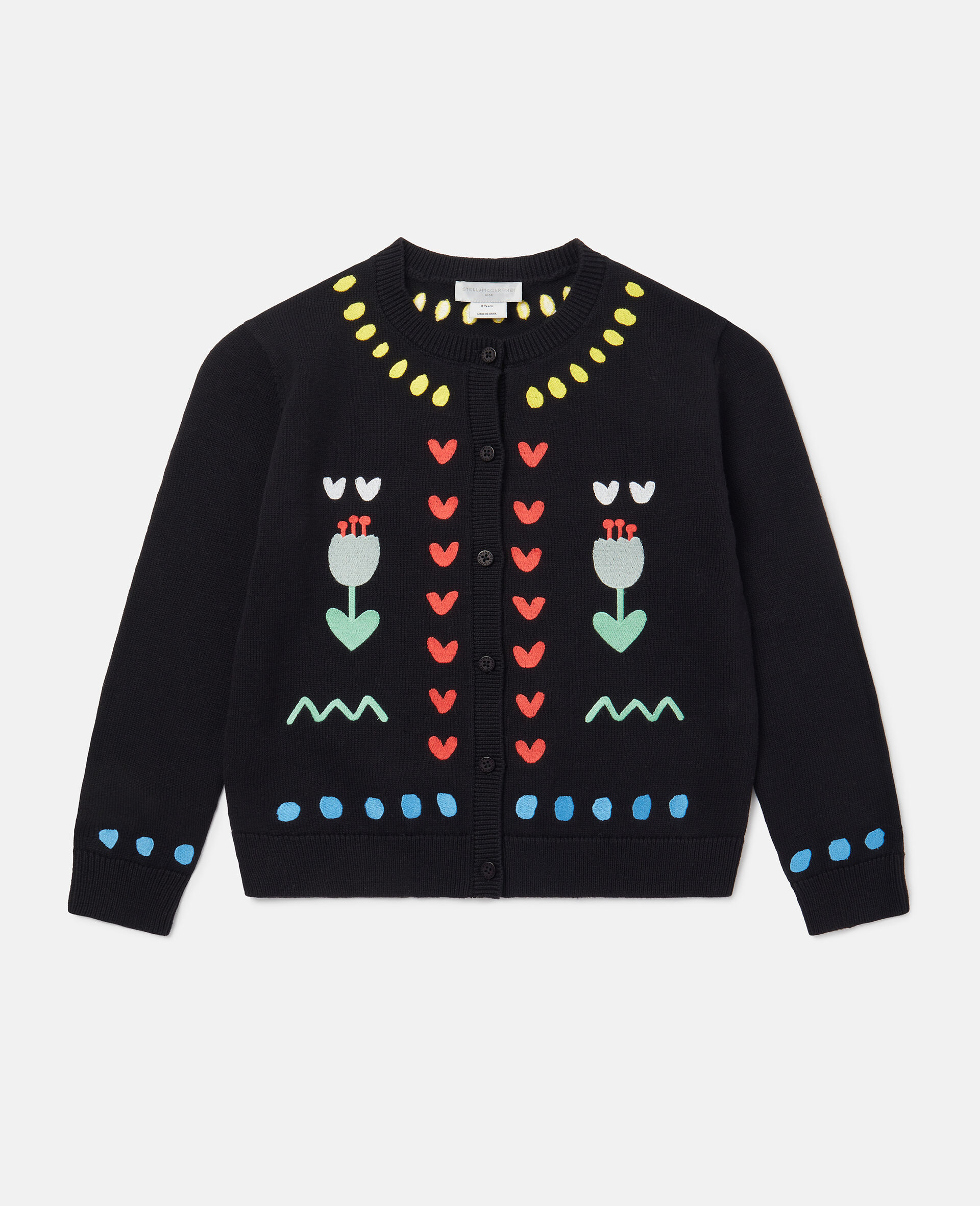 Tulip Appliqué Cardigan-Black-large image number 0