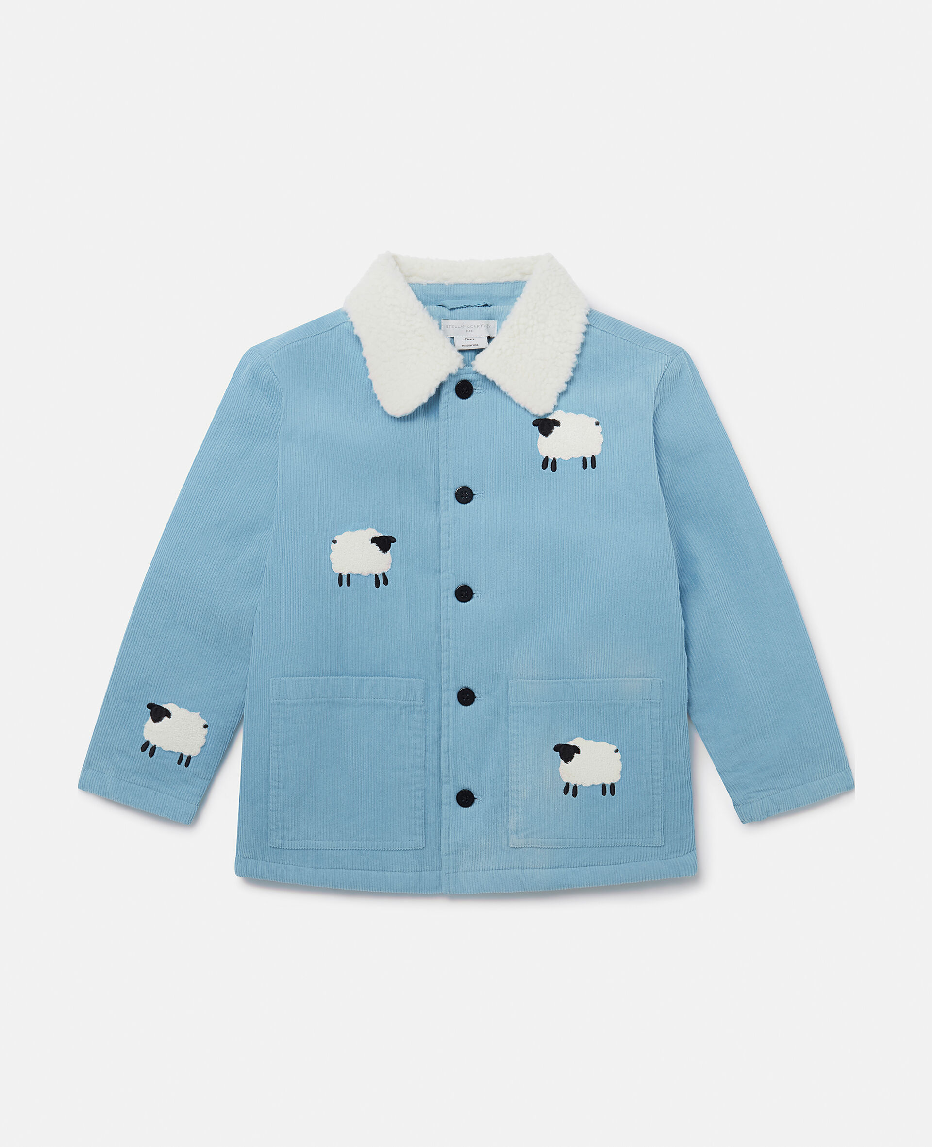 Sheep Pattern Denim Jacket-Blue-large image number 0