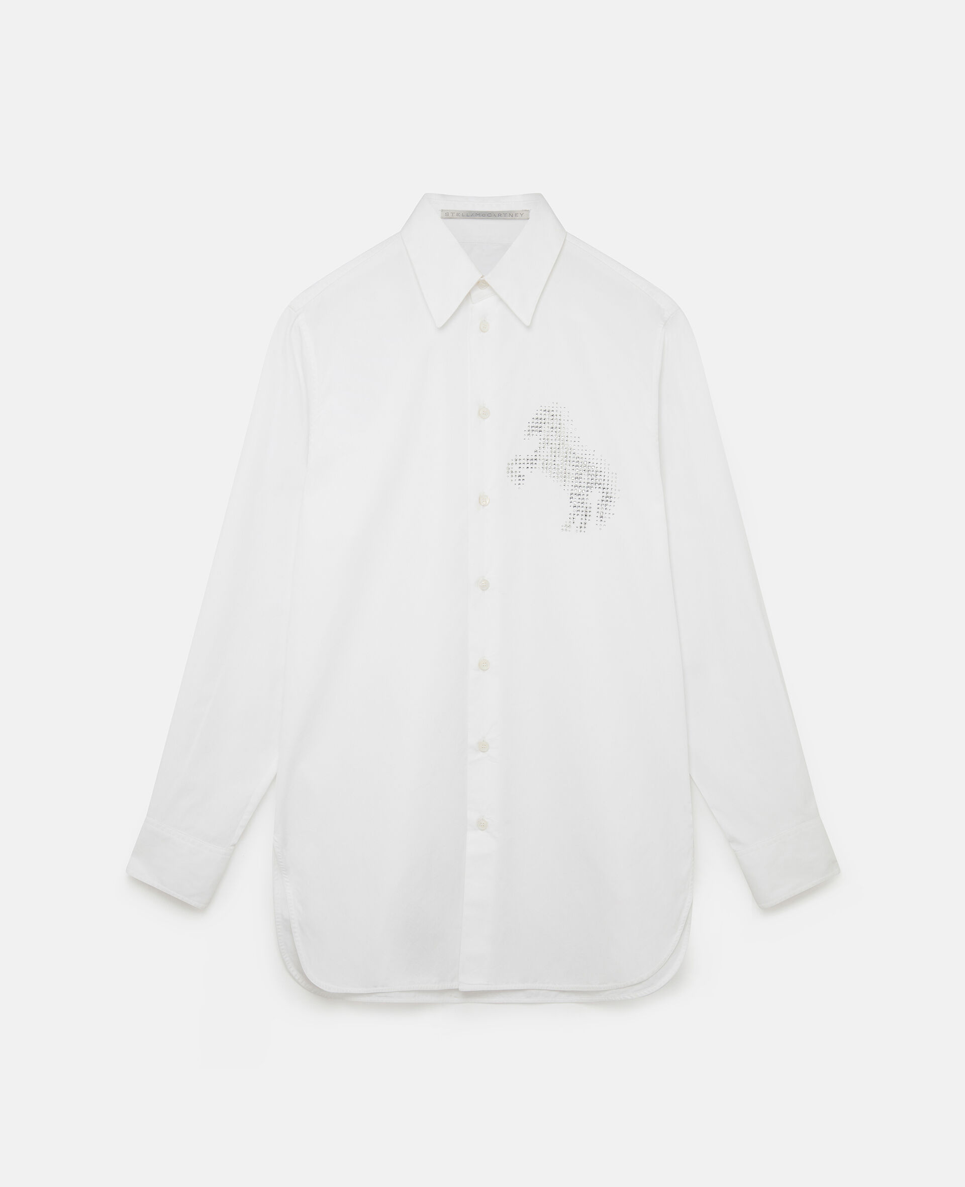 Horse Crystal Embroidery Shirt-White-large image number 0