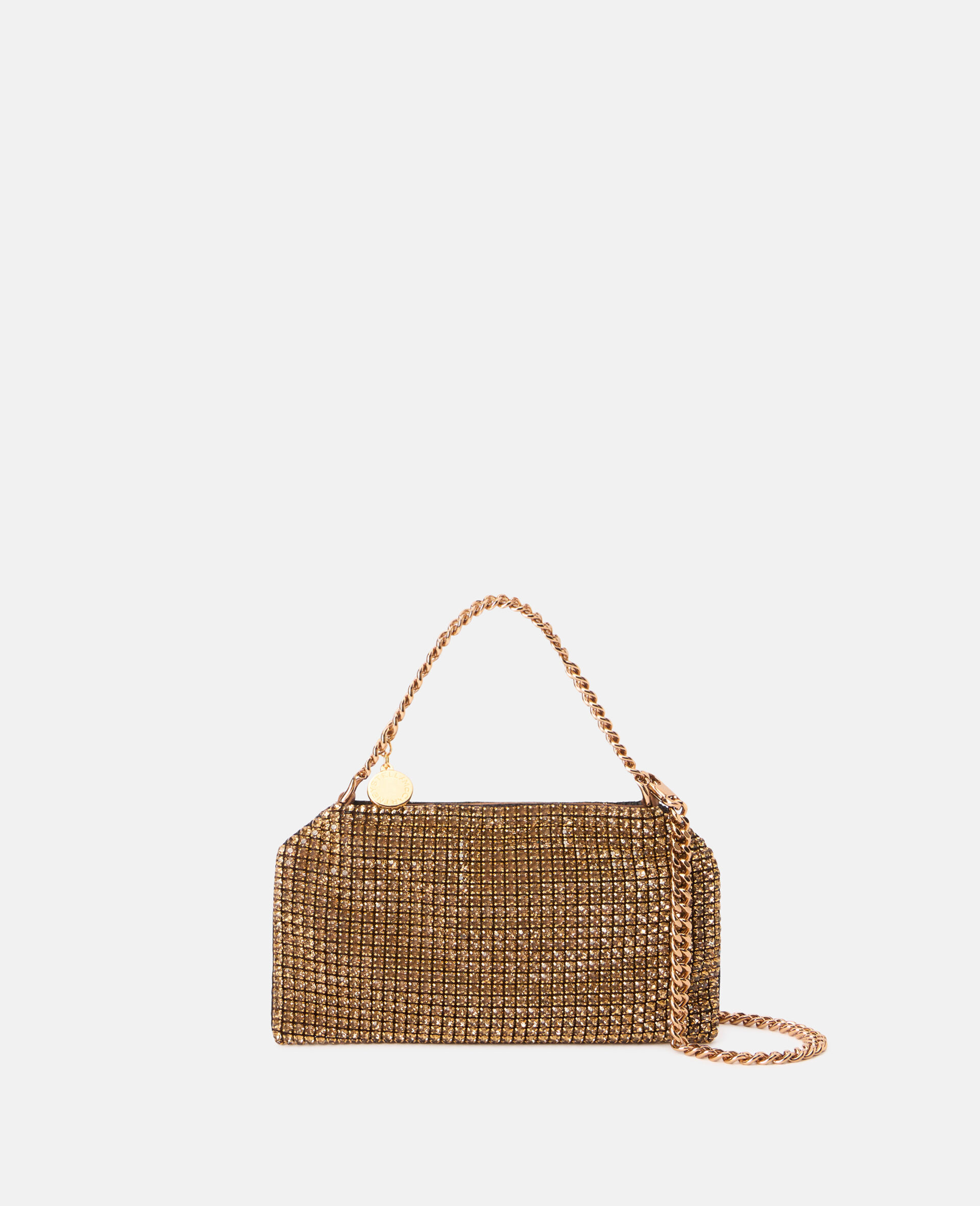 Falabella Crystal Mesh Shoulder Bag-Brown-model