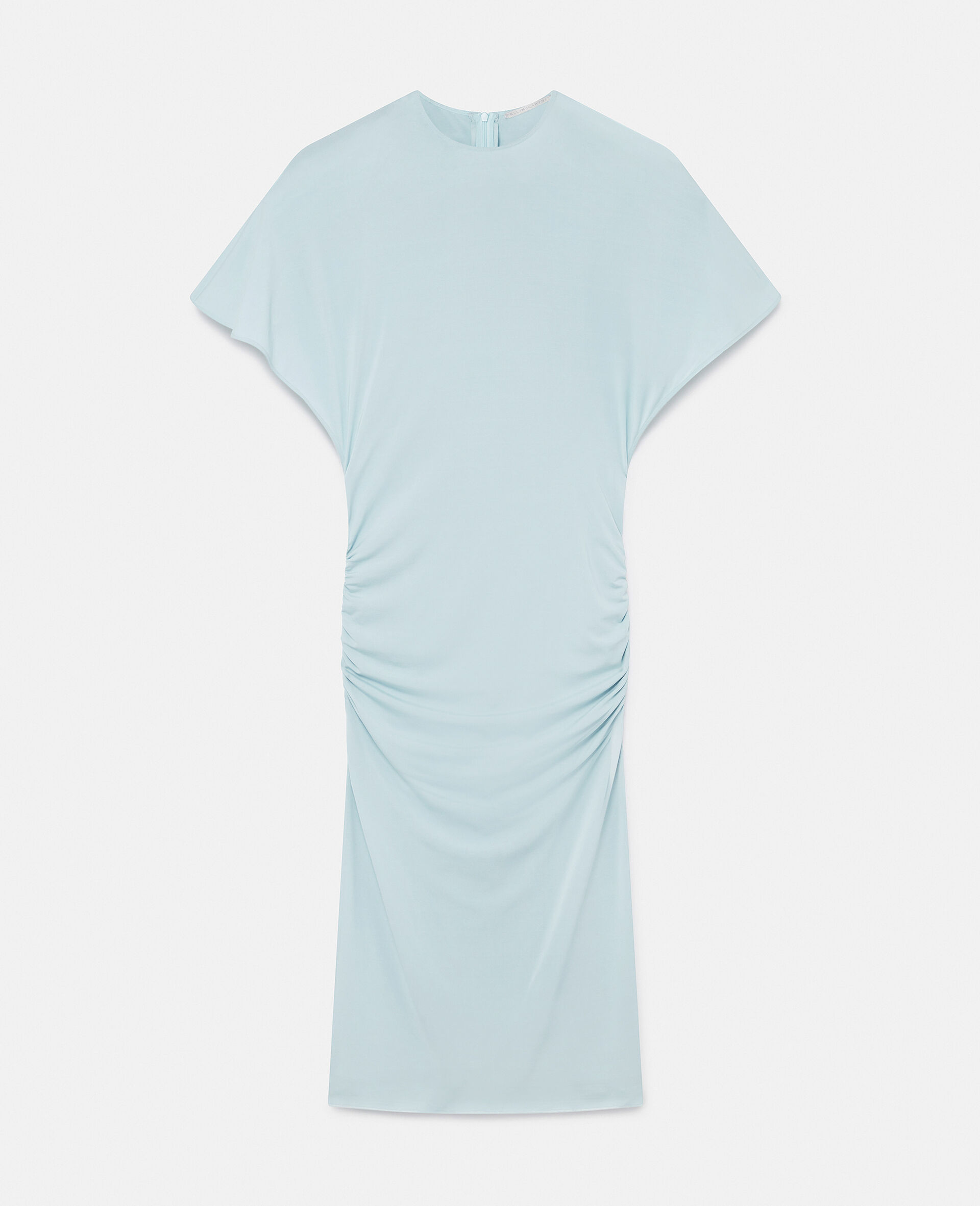 Strong Shoulder Short-Sleeve Midi Dress-Blue-large image number 0