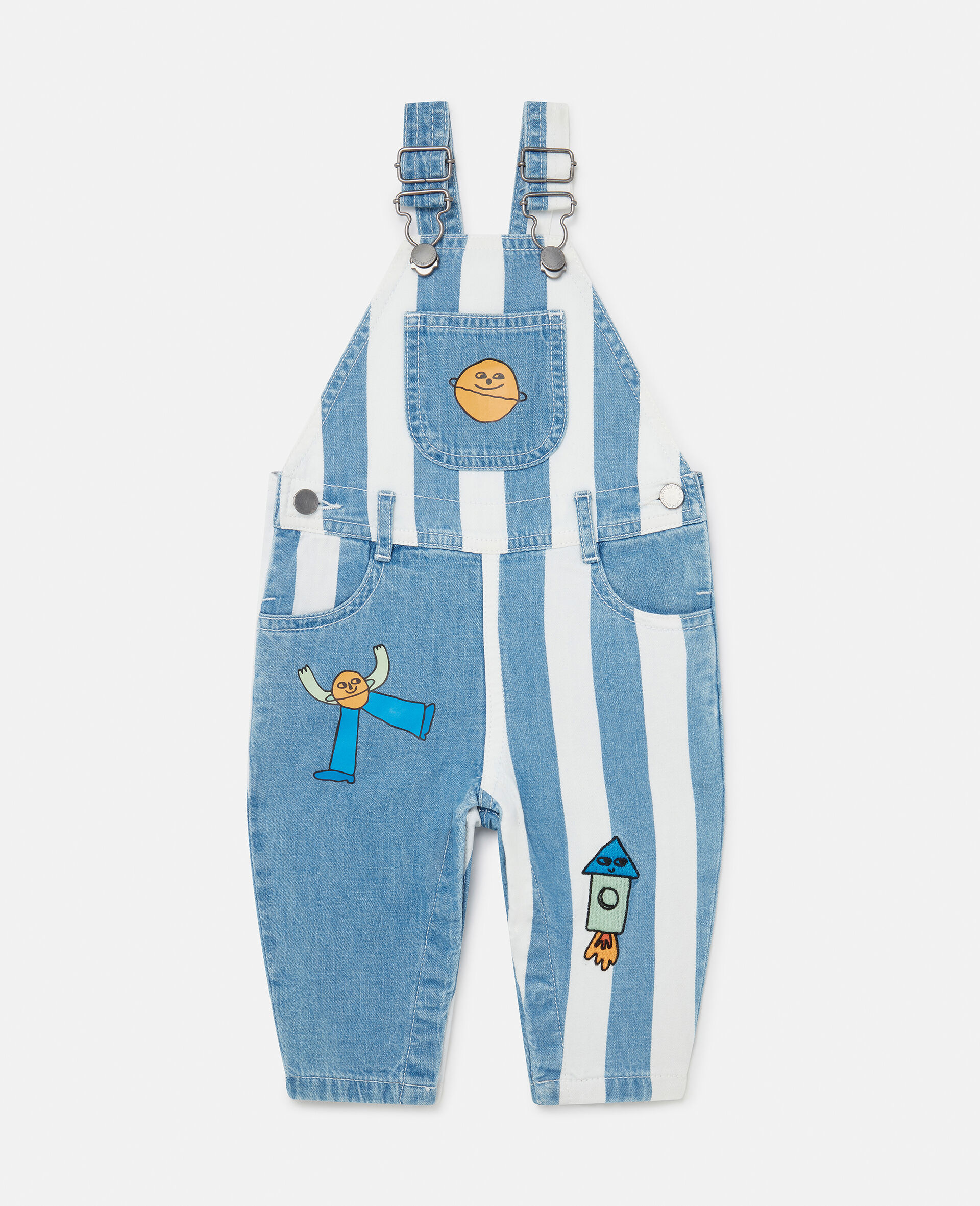 Space Embroidered Dungarees-Blue-model