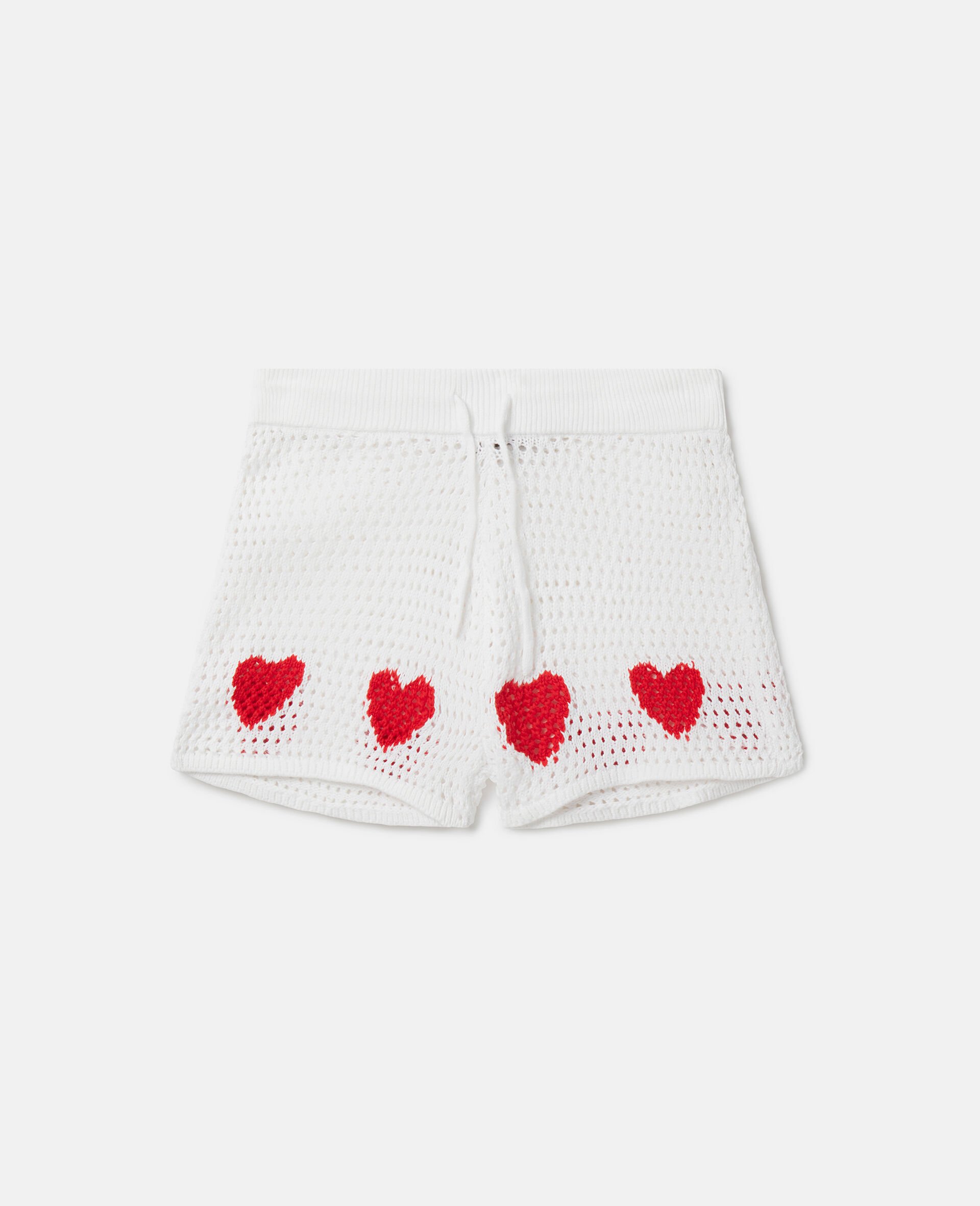 Heart Crocheted Shorts-White-model