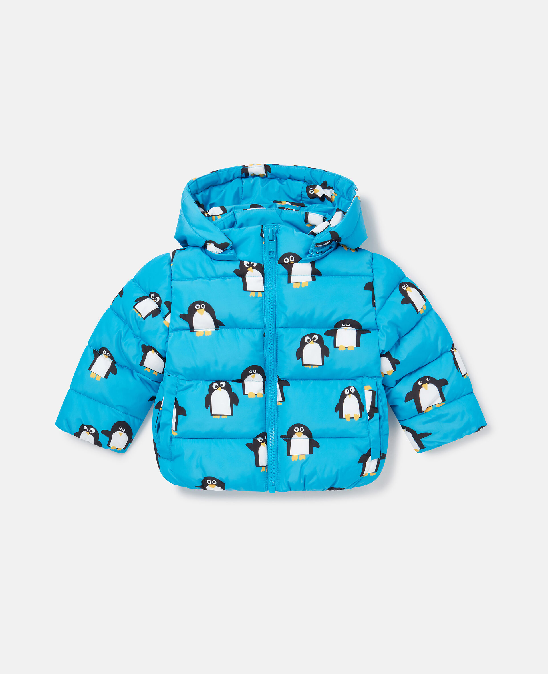 Penguin Print Puffer Coat-Bleu-large image number 0