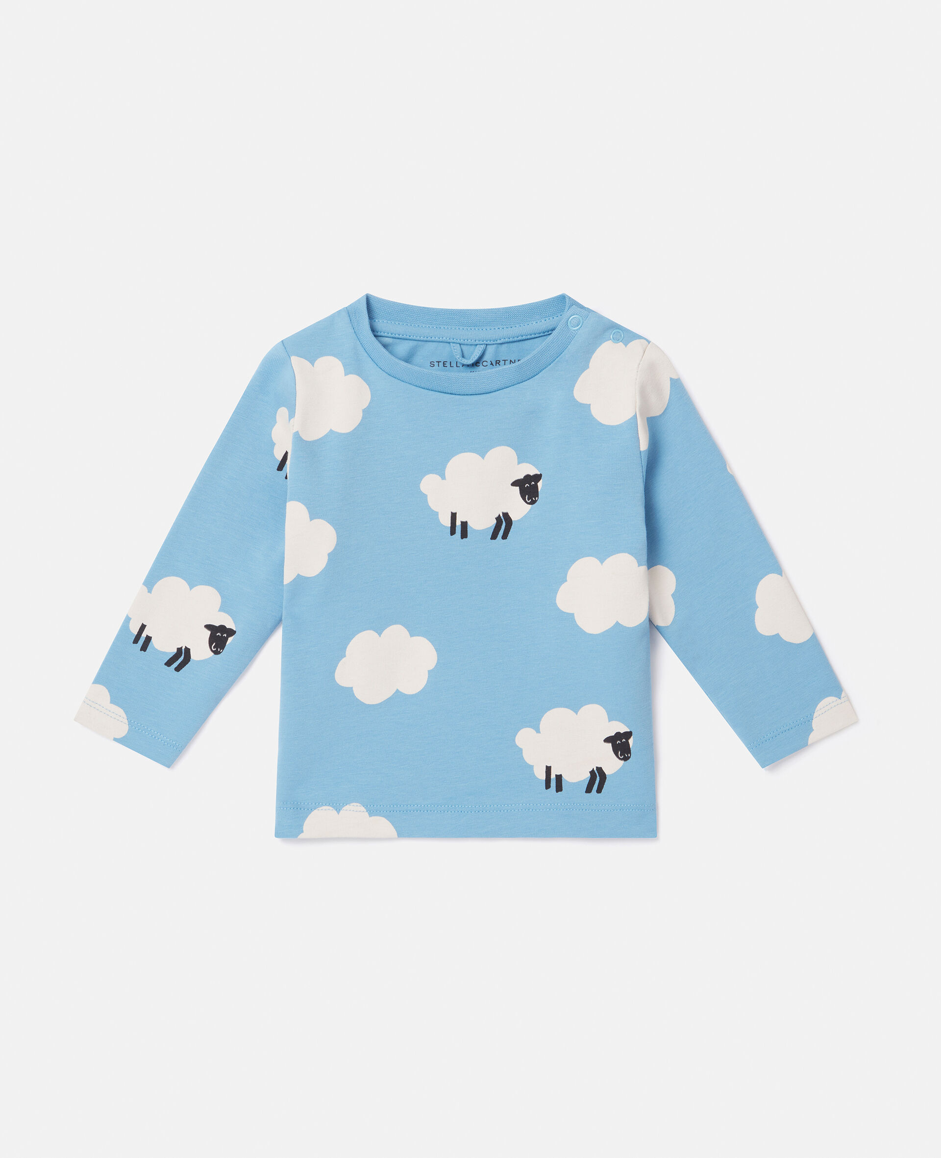 Sheep Pattern Long-Sleeve T-Shirt -Blue-model