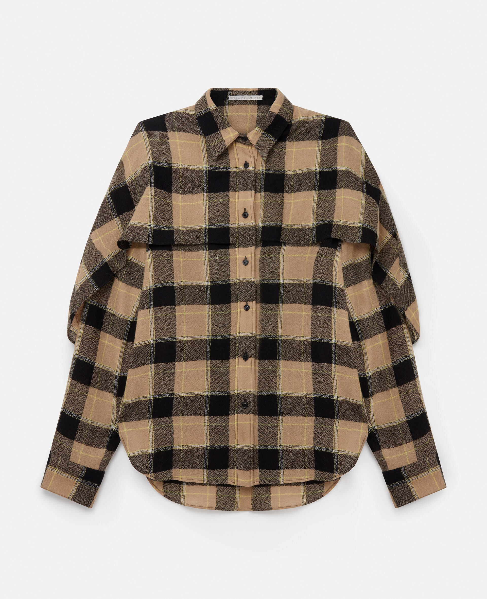 Layered Check Shirt-Beige-large image number 0