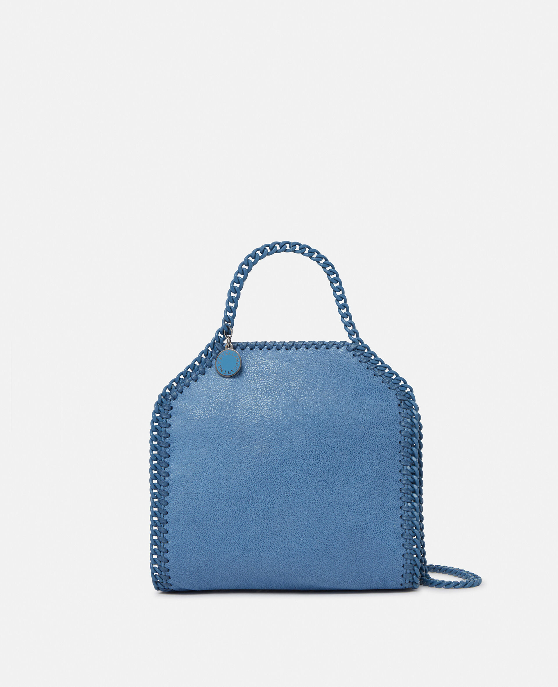 Falabella Tiny Enamel Tote Bag-Blue-model